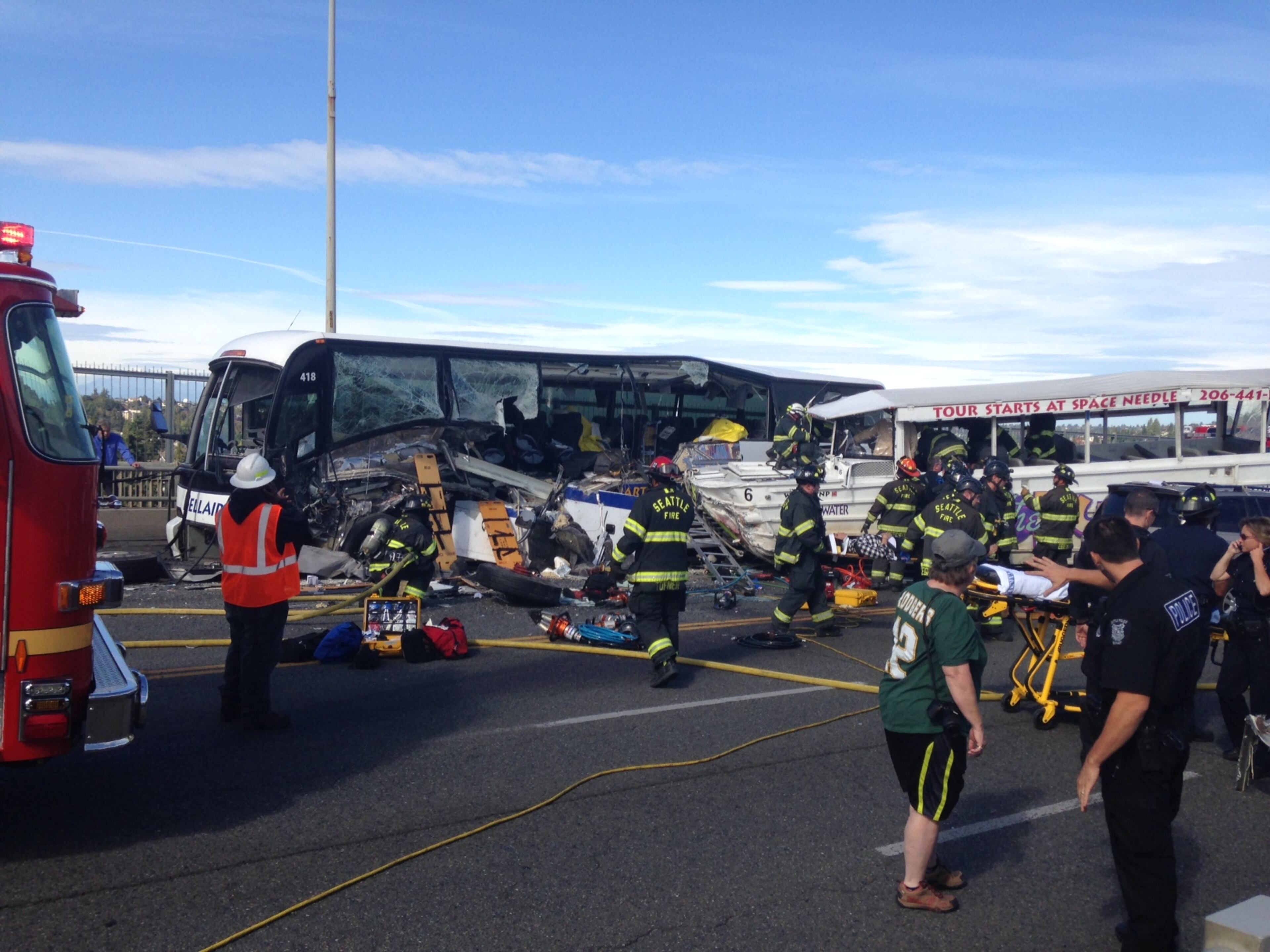 Multiple people have died; others are critically hurt in a crash between a Ride the Ducks vehicle and a bus. Read more here.