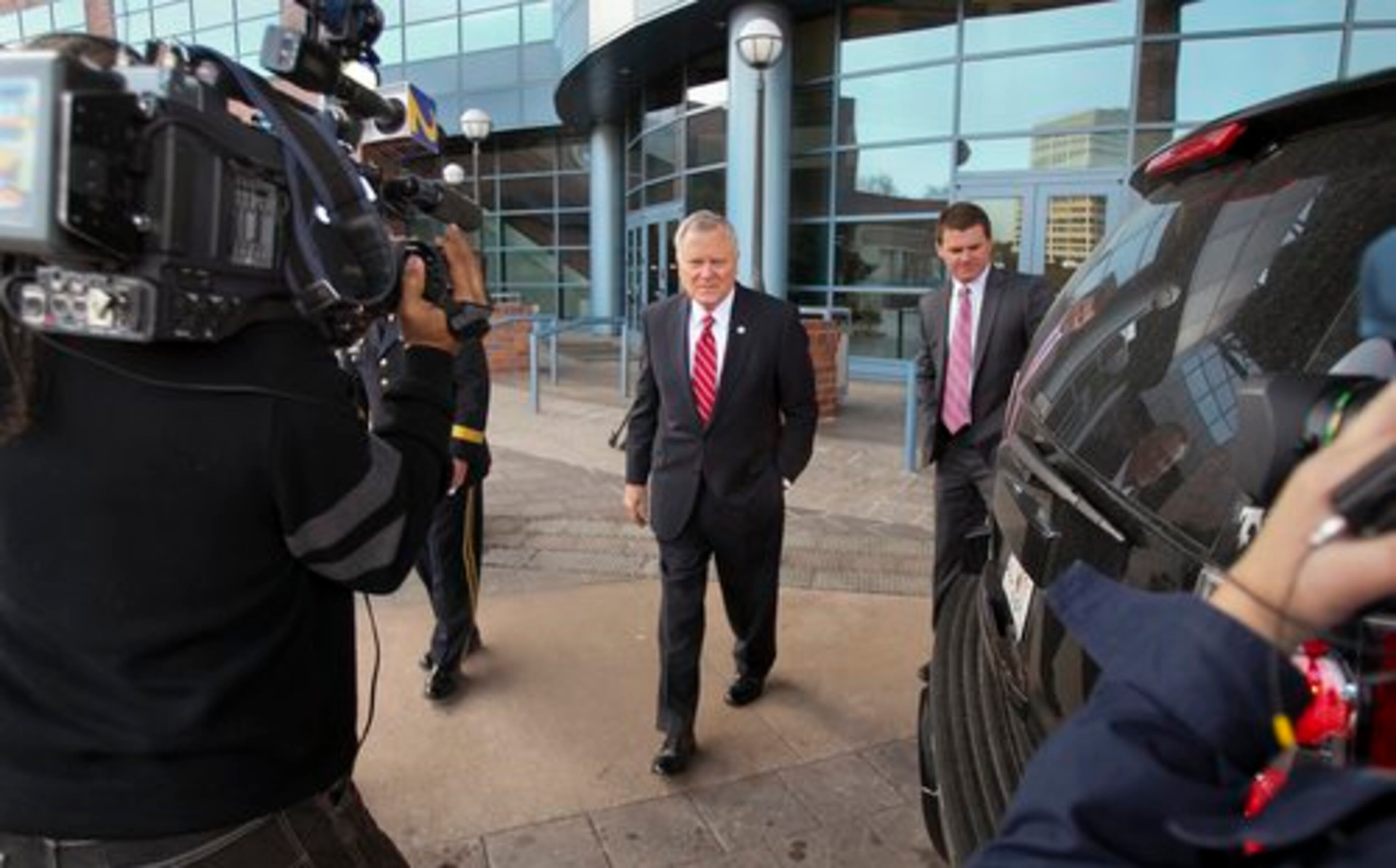 Gov. Deal exits the breakfast event at the Cobb Galleria Centre Monday. Deal spoke to some 600 members of the Cobb Chamber of Commerce Monday, Mar. 7, 2011 at the Cobb Galleria Centre. He presented an overview of issues facing the legislature -- ranging from the HOPE scholarship to state water issues.