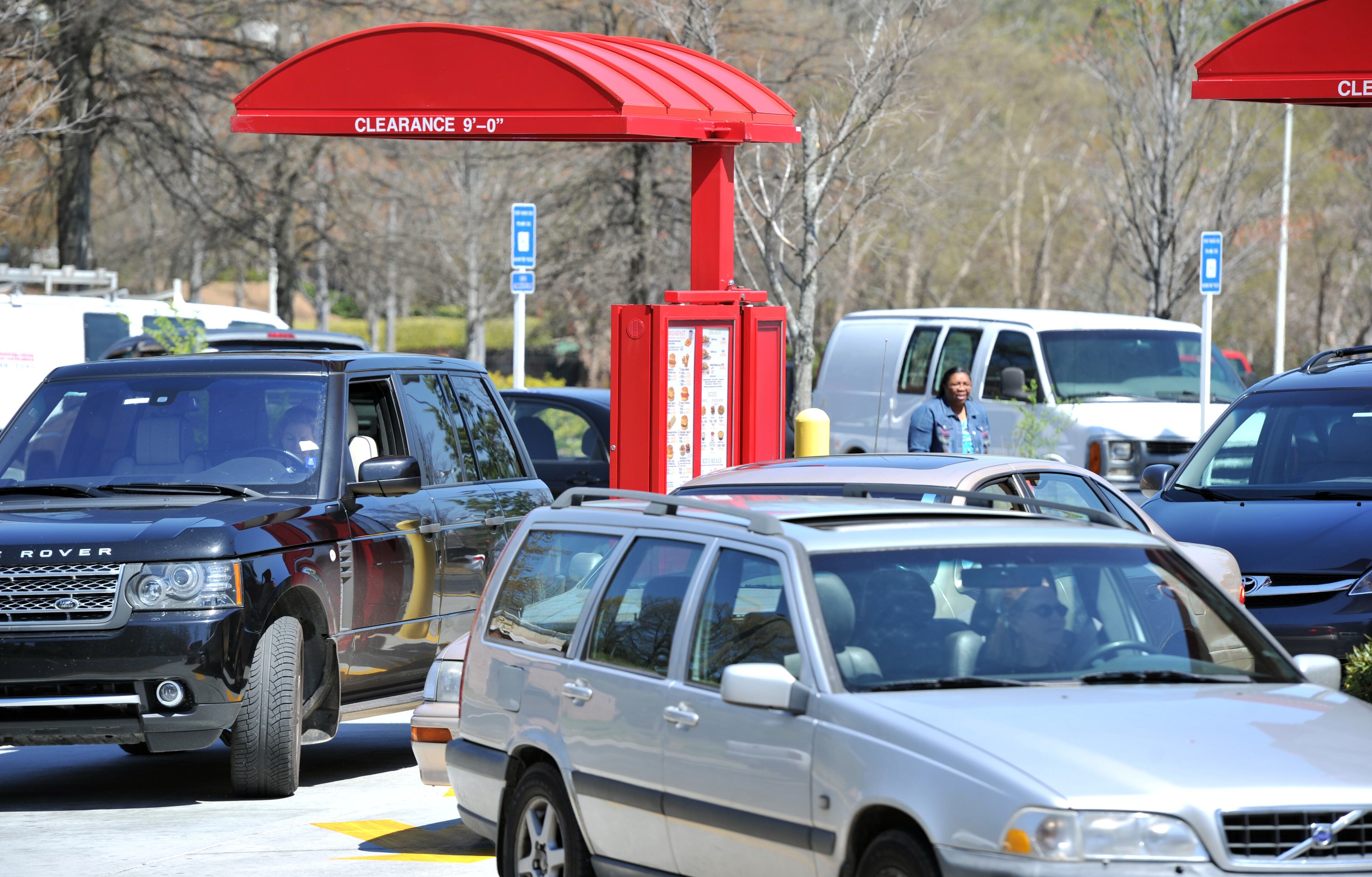 Cars wait to get to the drive thru at Chick-fil-A in Dunwoody on Tuesday, April 1, 2014. Chick-fil-A has surpassed KFC as America's number one purveyor of fried chicken with sales greater $5 billion with a fraction of the stores fronted by the Colonel. HYOSUB SHIN / HSHIN@AJC.COM