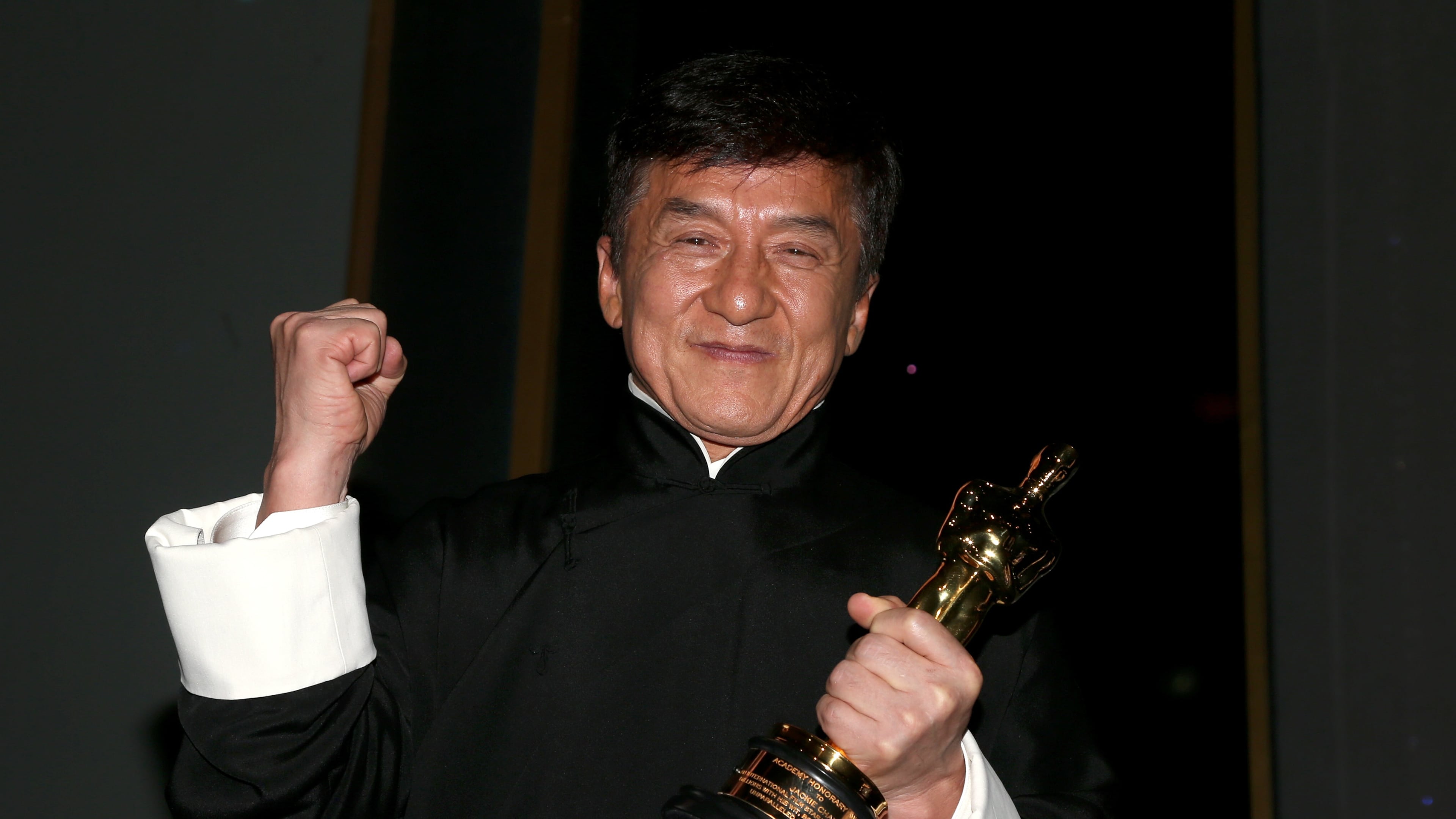 HOLLYWOOD, CA - NOVEMBER 12: Honoree Jackie Chan poses with his award during the Academy of Motion Picture Arts and Sciences' 8th annual Governors Awards at The Ray Dolby Ballroom at Hollywood & Highland Center on November 12, 2016 in Hollywood, California. (Photo by Frederick M. Brown/Getty Images)