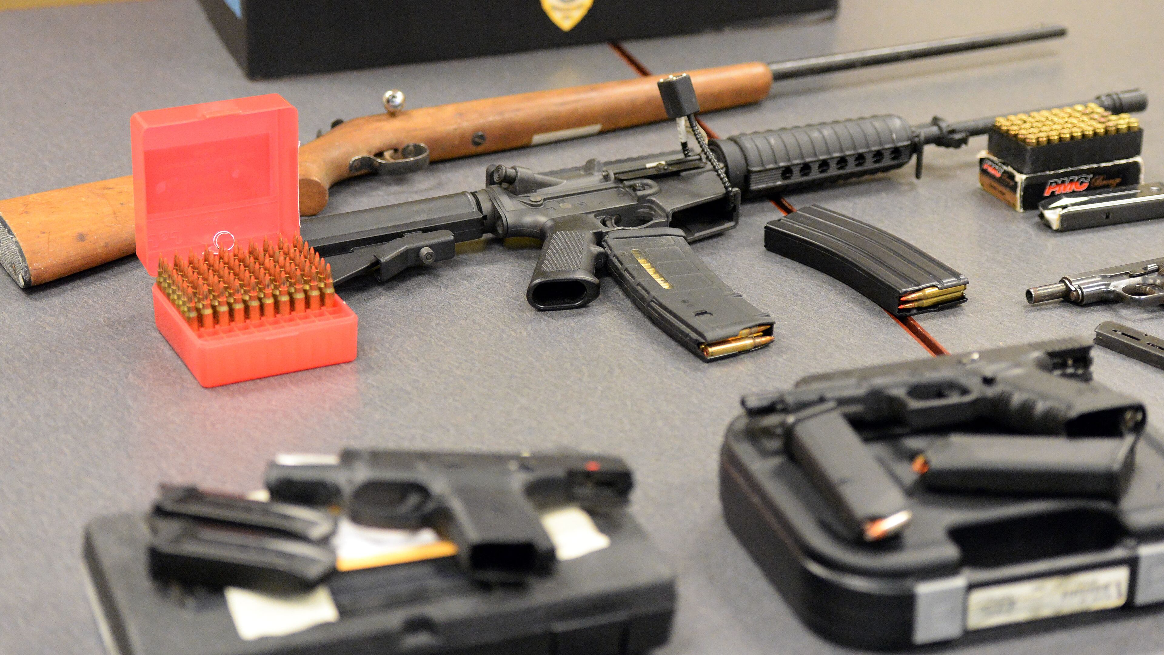 These are guns that were confiscated because the owners were convicted of misdemeanor domestic violence. KENT D. JOHNSON/ kdjohnson@ajc.com