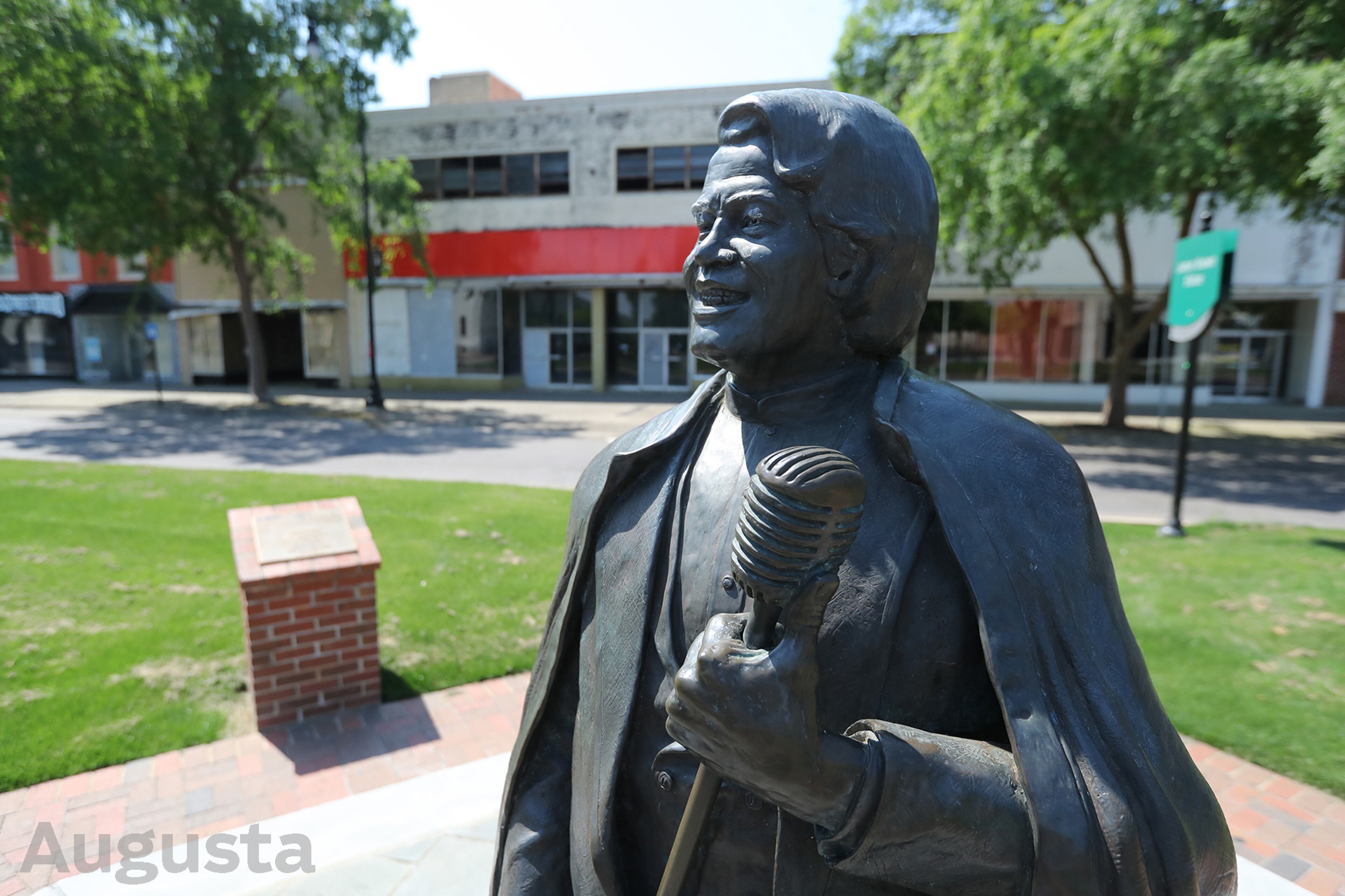 April 6, 2020 Augusta: James Brown Plaza, featuring a lifesized statue of the Godfather of Soul immortalized in bronze, at Broad Street and James Brown Boulevard are devoid of any activity during shelter in place on Monday, April 6, 2020, in downtown Augusta. Curtis Compton ccompton@ajc.com