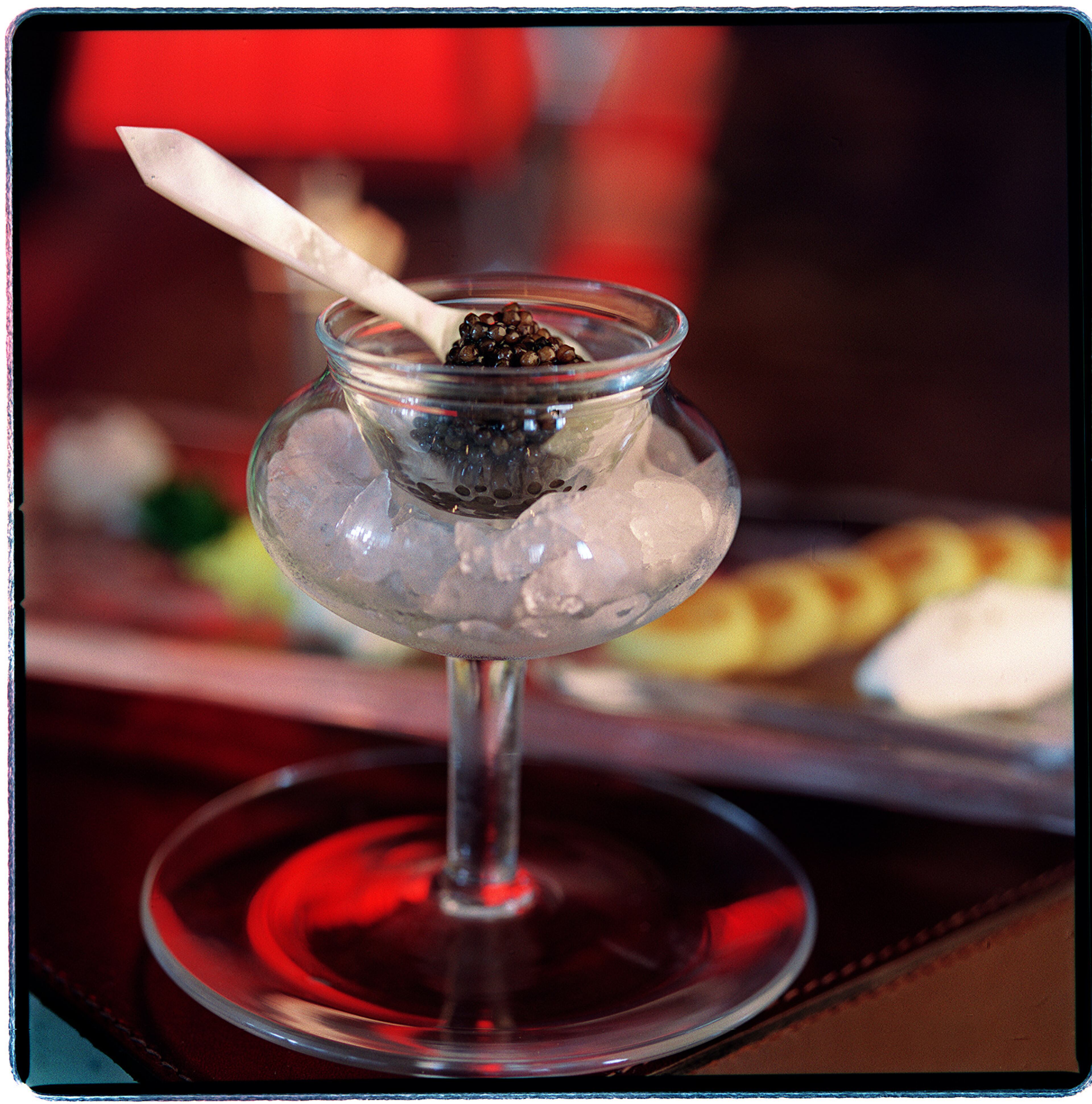 Petrossian caviar service with Blinis from Bacchanalia in 2000.