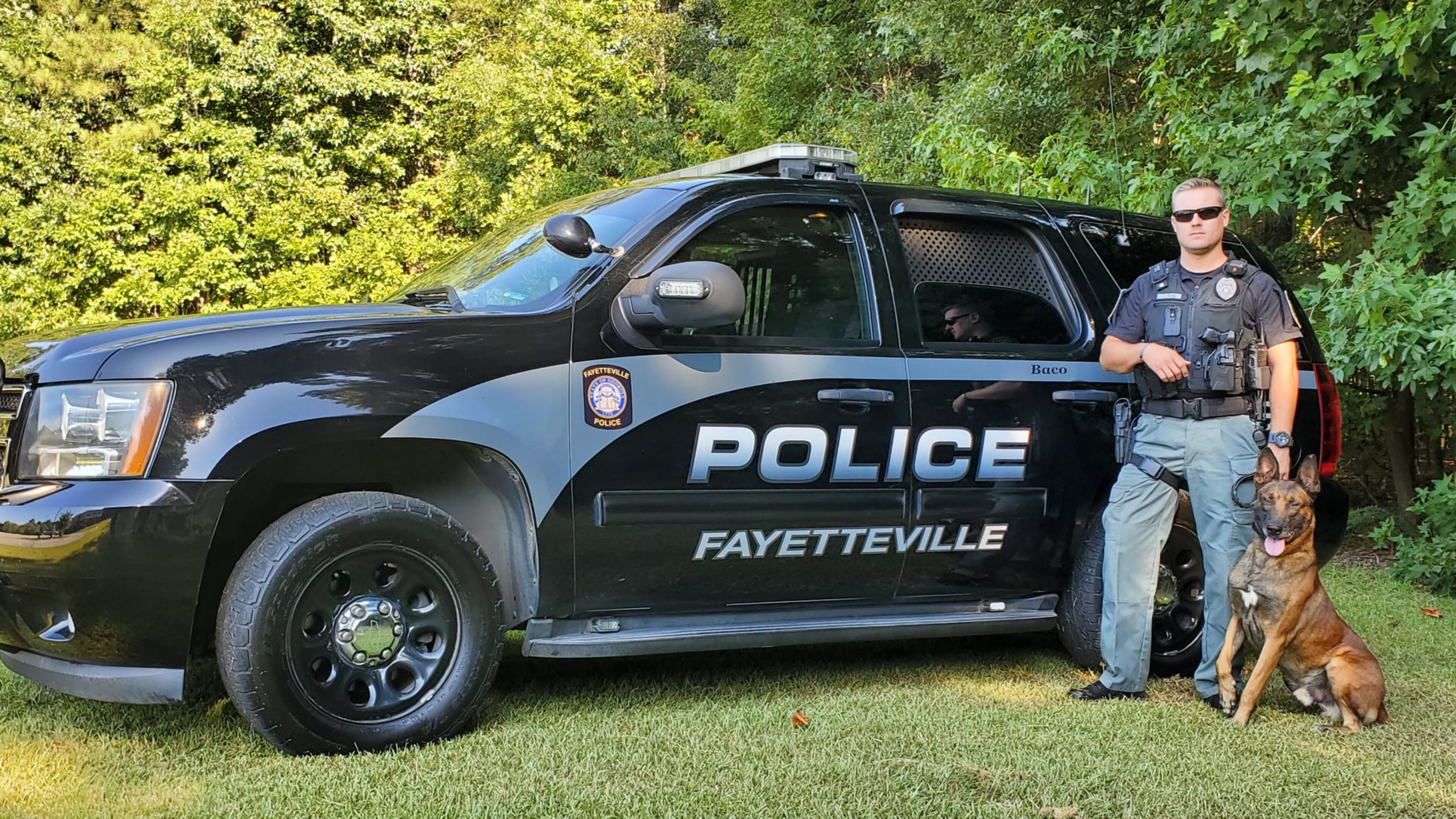 A nonprofit group called Vested Interest in K9s collects donations to provide protective gear for police dogs across the country. Courtesy Fayetteville Police Department