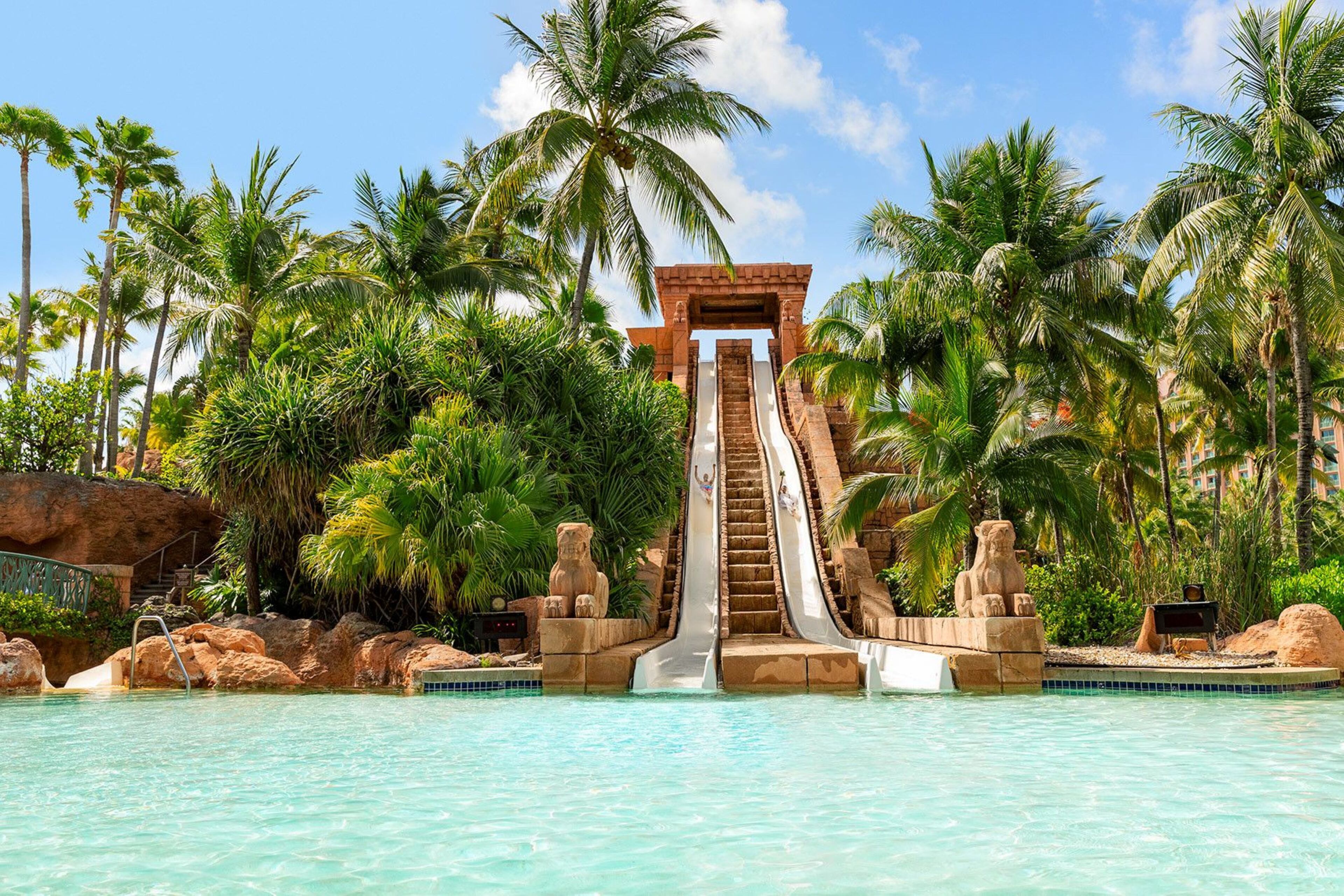 The high-speed Challenger slides of the Mayan Temple are one way to cool off at Paradise Island in the Bahamas.
Courtesy of Nassau & Paradise Island Promotion Board