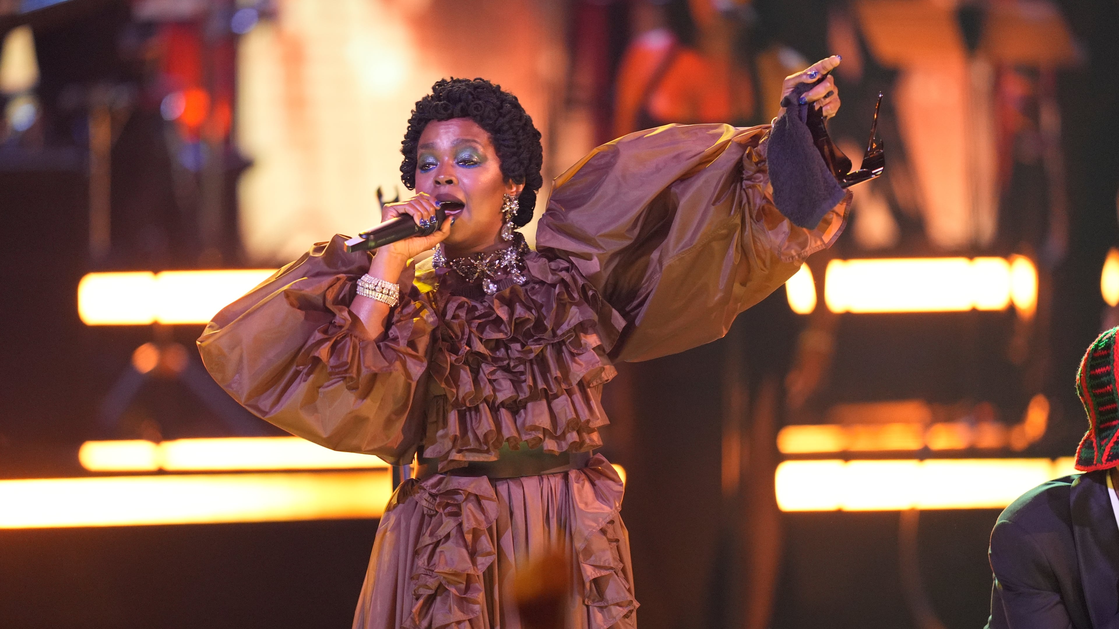 Lauryn Hill accepts the living legend icon award during the BET Awards on Sunday, June 28, 2026, at the Peacock Theater in Los Angeles. (AP Photo/John Locher)