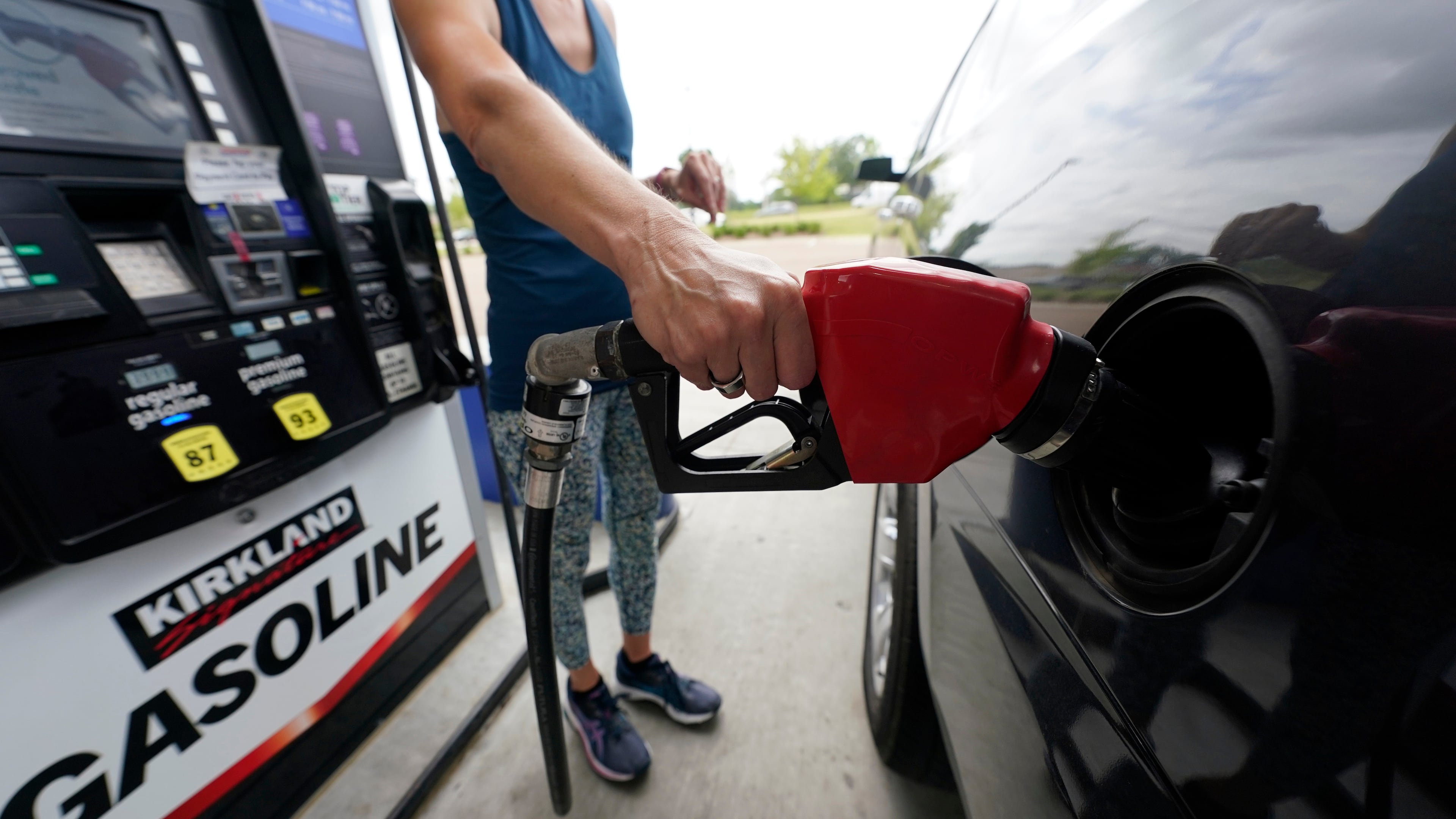 FILE - A customer readies to pump gas at this Ridgeland, Miss., Costco, Tuesday, May 24, 2022. s. (AP Photo/Rogelio V. Solis, File)
