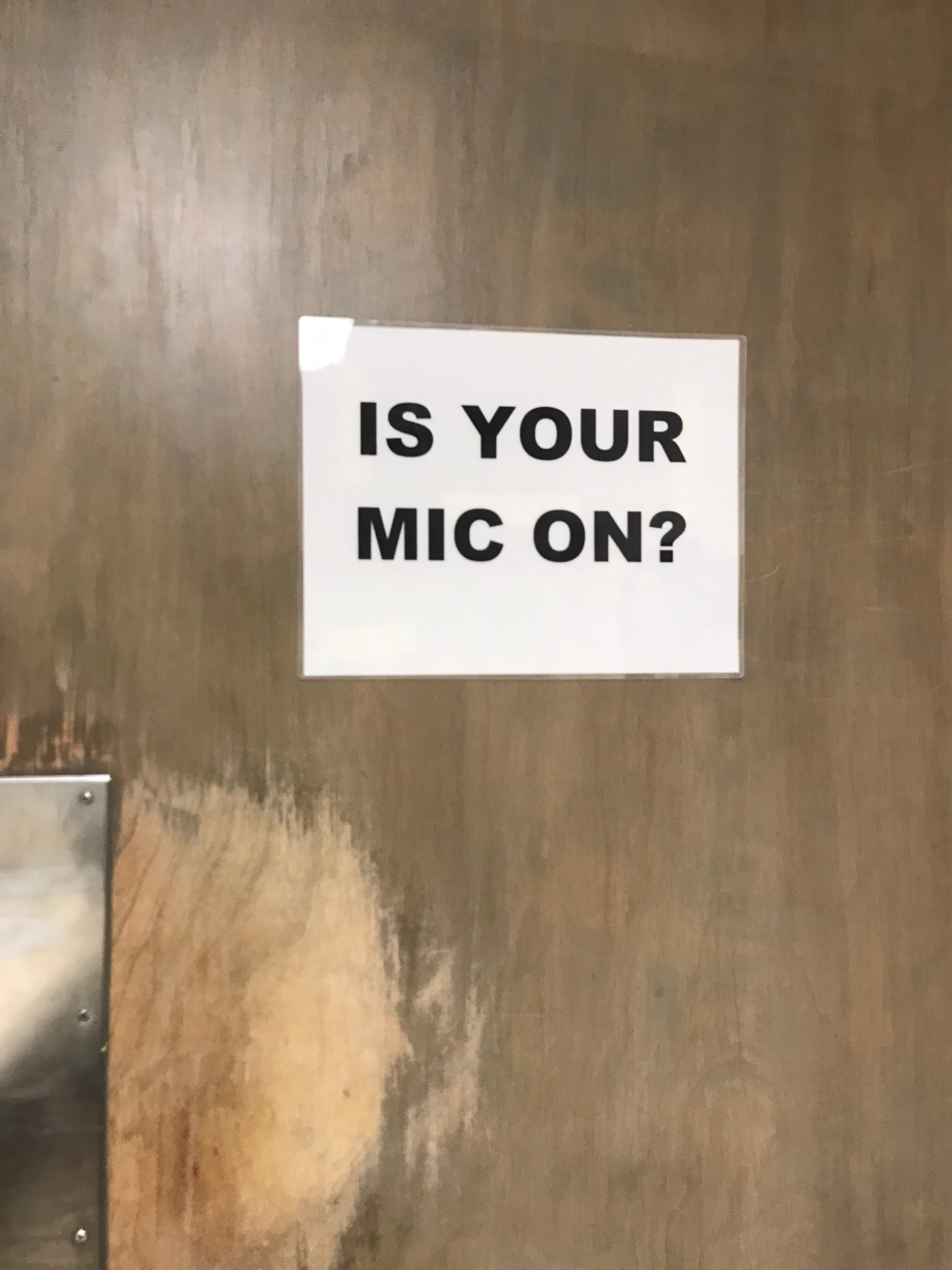 In a Fox 5 bathroom, clearly targeting air staff who might be running in during commercial breaks...