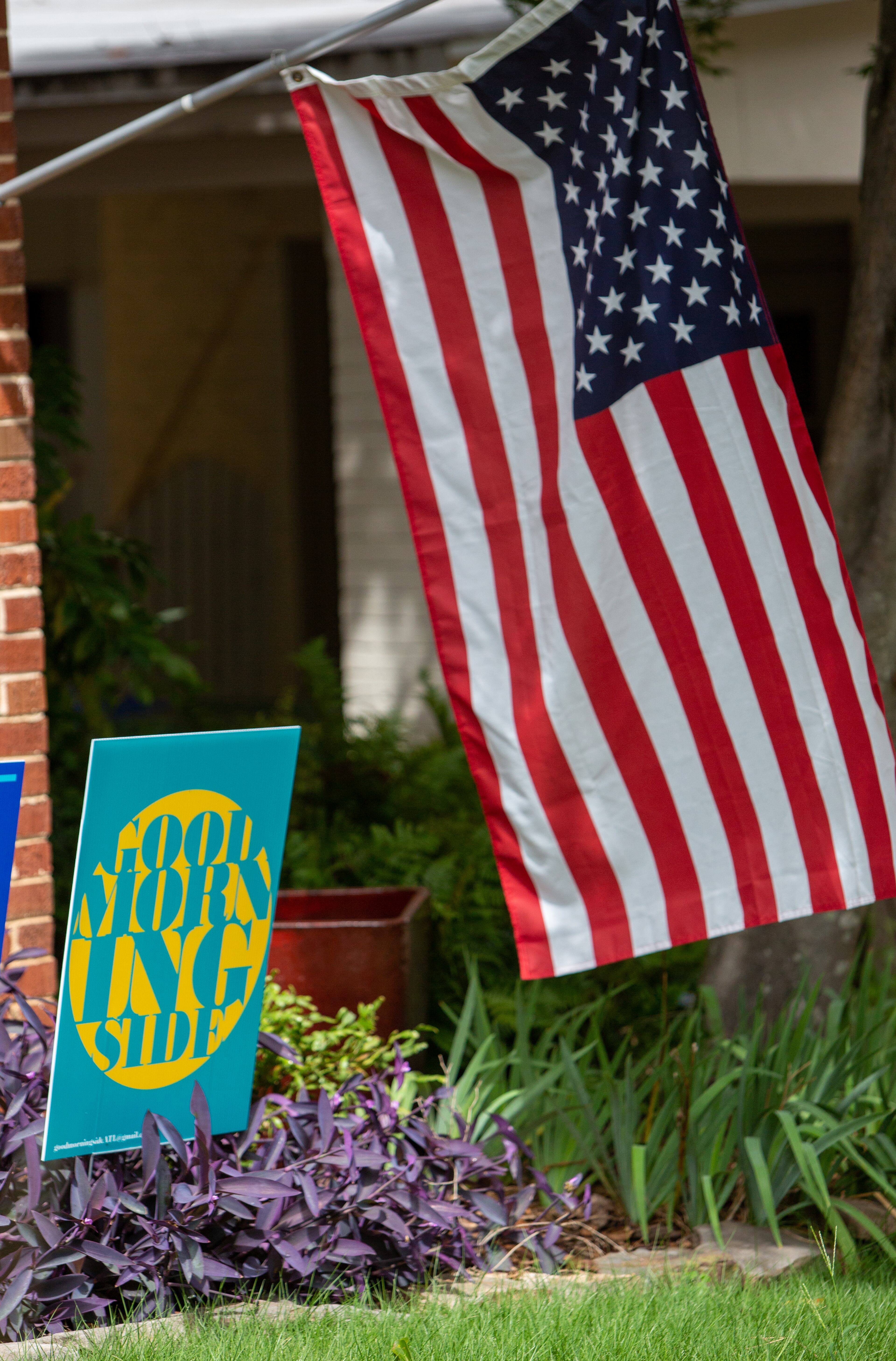 A Good Morningside sign sits on a Morningside lawn. Eric ÕBrien & his colleague Jonathan Buiel came up with some colorful ÒGood Morningside signs to help local businesses suffering from the Covid-19 slowdown. PHIL SKINNER FOR THE ATLANTA JOURNAL-CONSTITUTION.