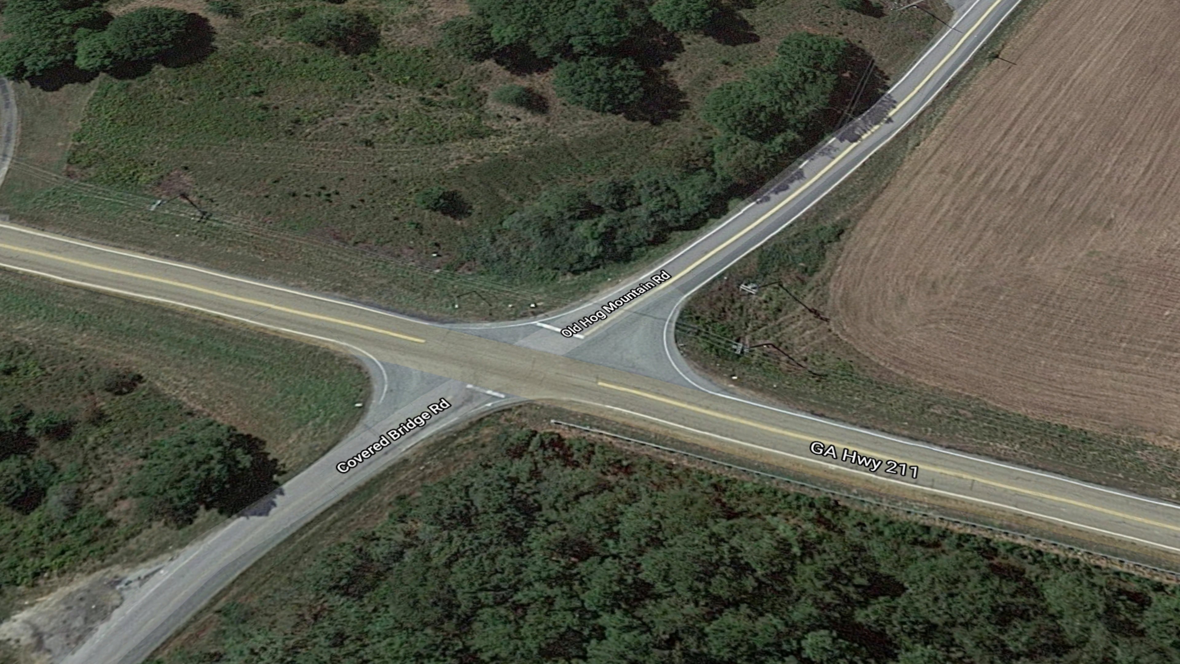 GDOT construction contractors will install single lane closures on Ga. 211 and Old Hog Mountain Road as work continues to install a new roundabout at the intersection. (Google Maps)