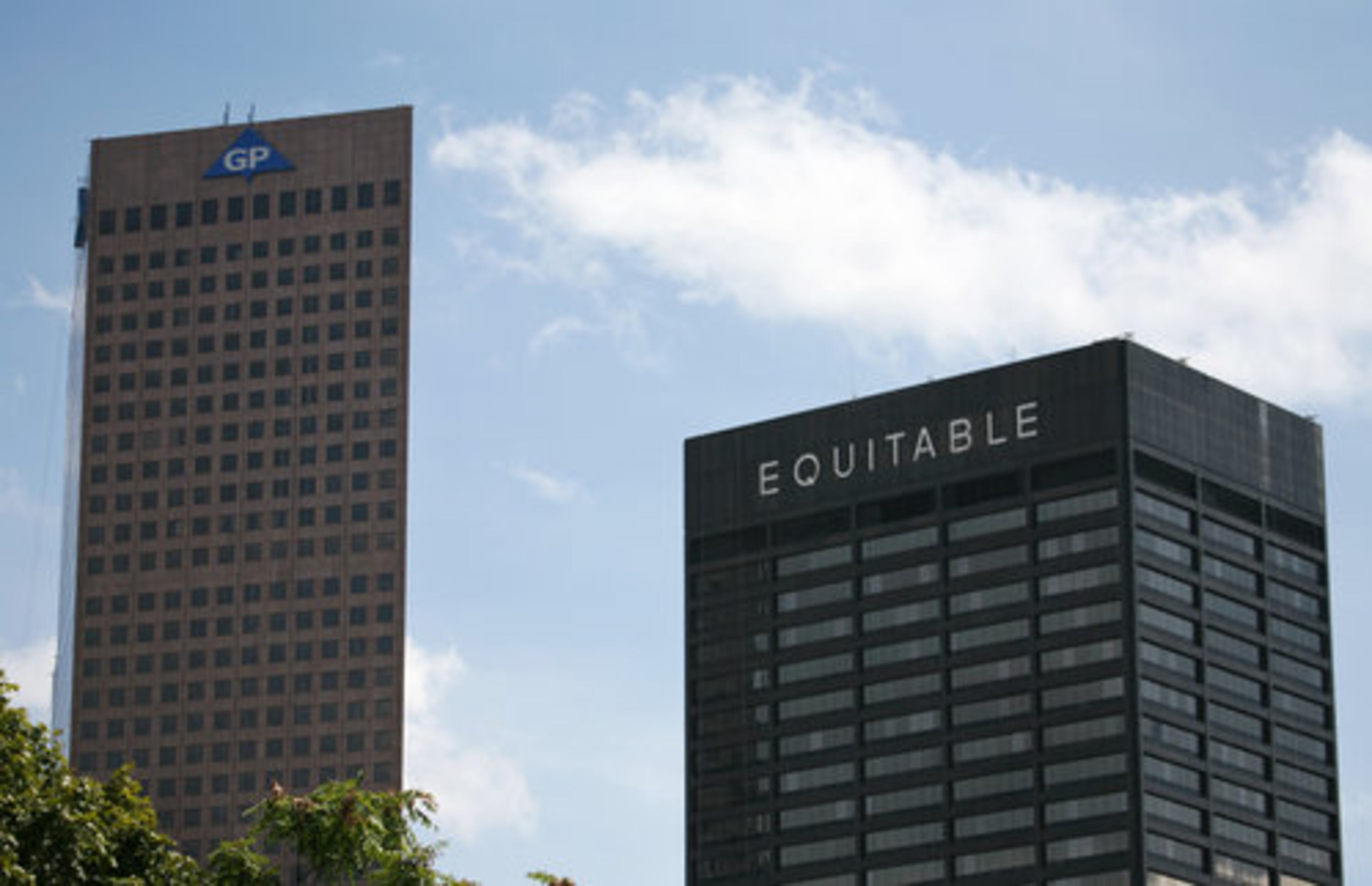 Now: The Georgia Pacific and Equitable buildings in downtown Atlanta look largely restored.