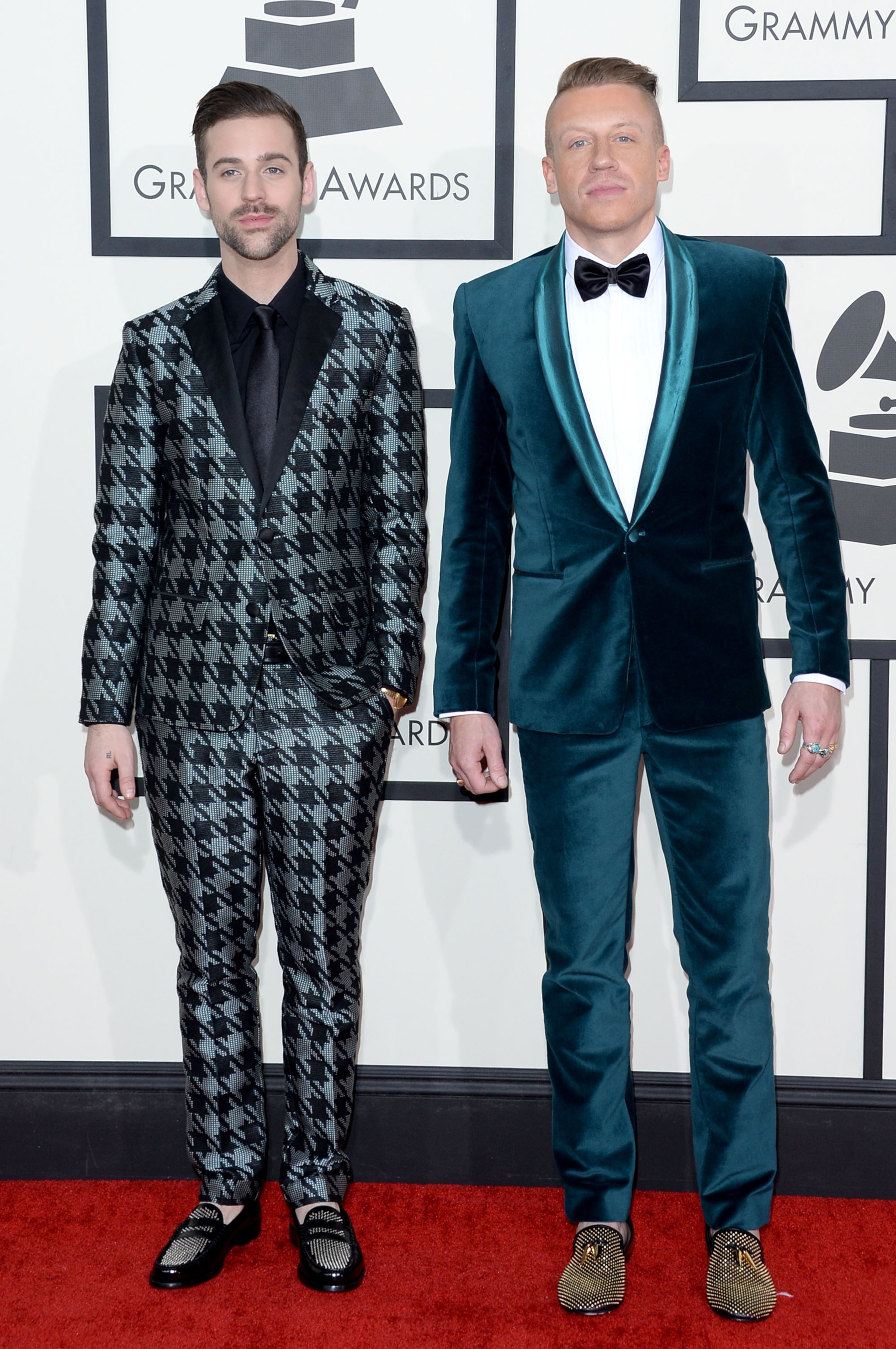 LOS ANGELES, CA - JANUARY 26: Recording artists Ryan Lewis (L) and Macklemore attend the 56th GRAMMY Awards at Staples Center on January 26, 2014 in Los Angeles, California. (Photo by Jason Merritt/Getty Images)