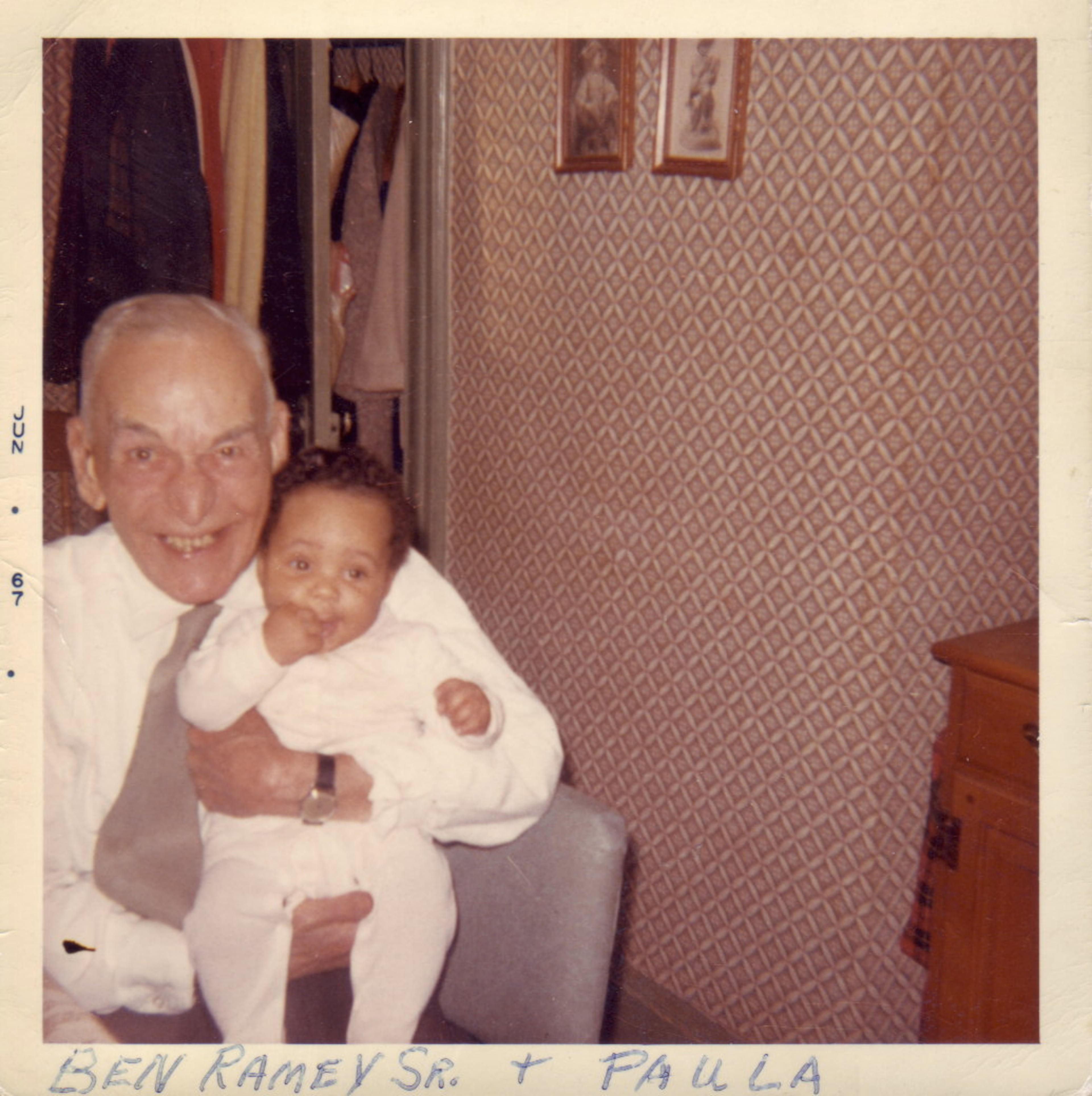 Paula Wright pictured with her great-great grandfather Benjamin Ramey Sr.