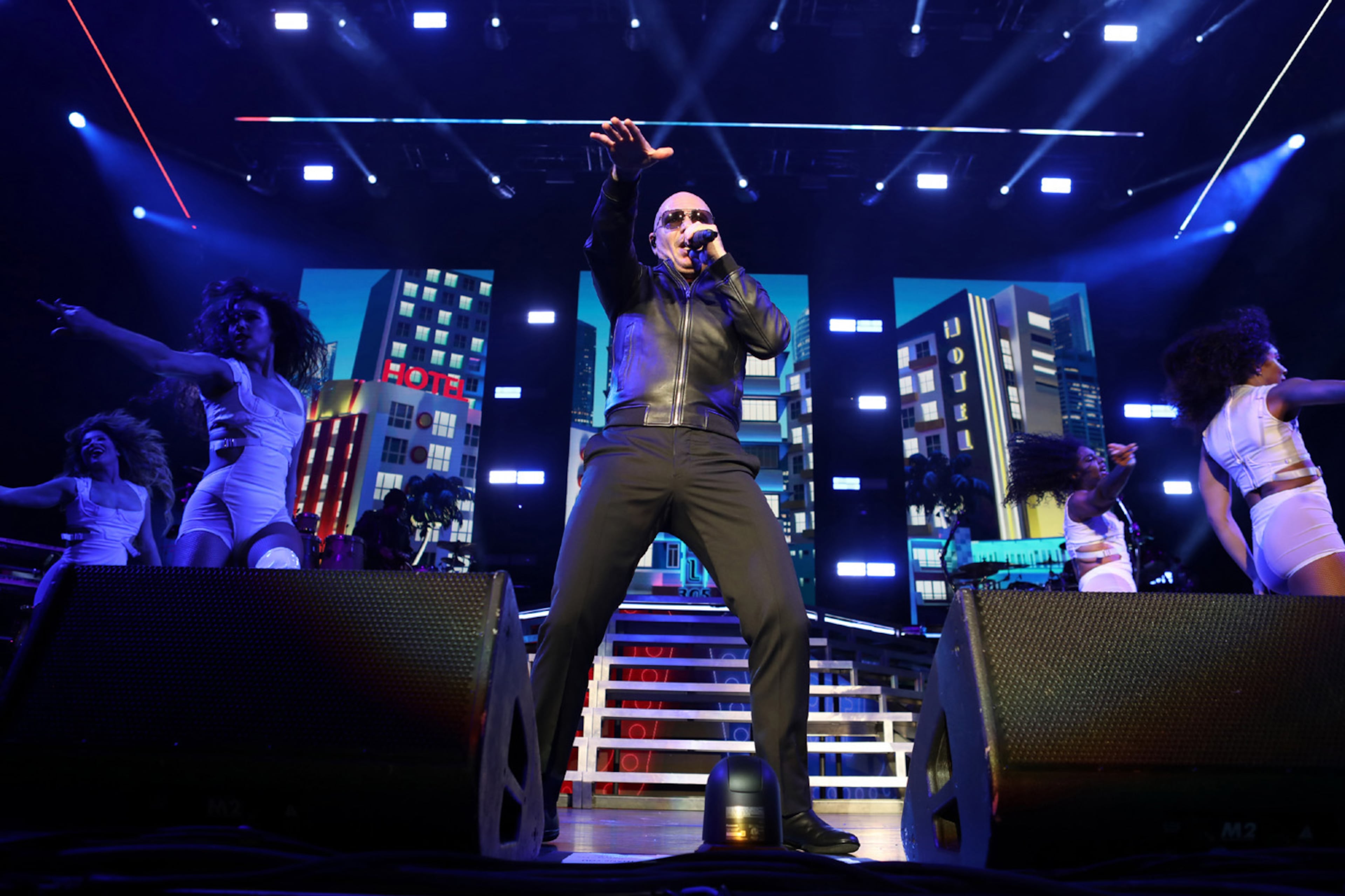 Pitbull and Iggy Azalea energized the sold out Ameris Bank Amphitheatre crowd on the I Feel Good Tour stop on Sunday, October 10, 2021 in Alpharetta.
Robb Cohen for the Atlanta Journal-Constitution