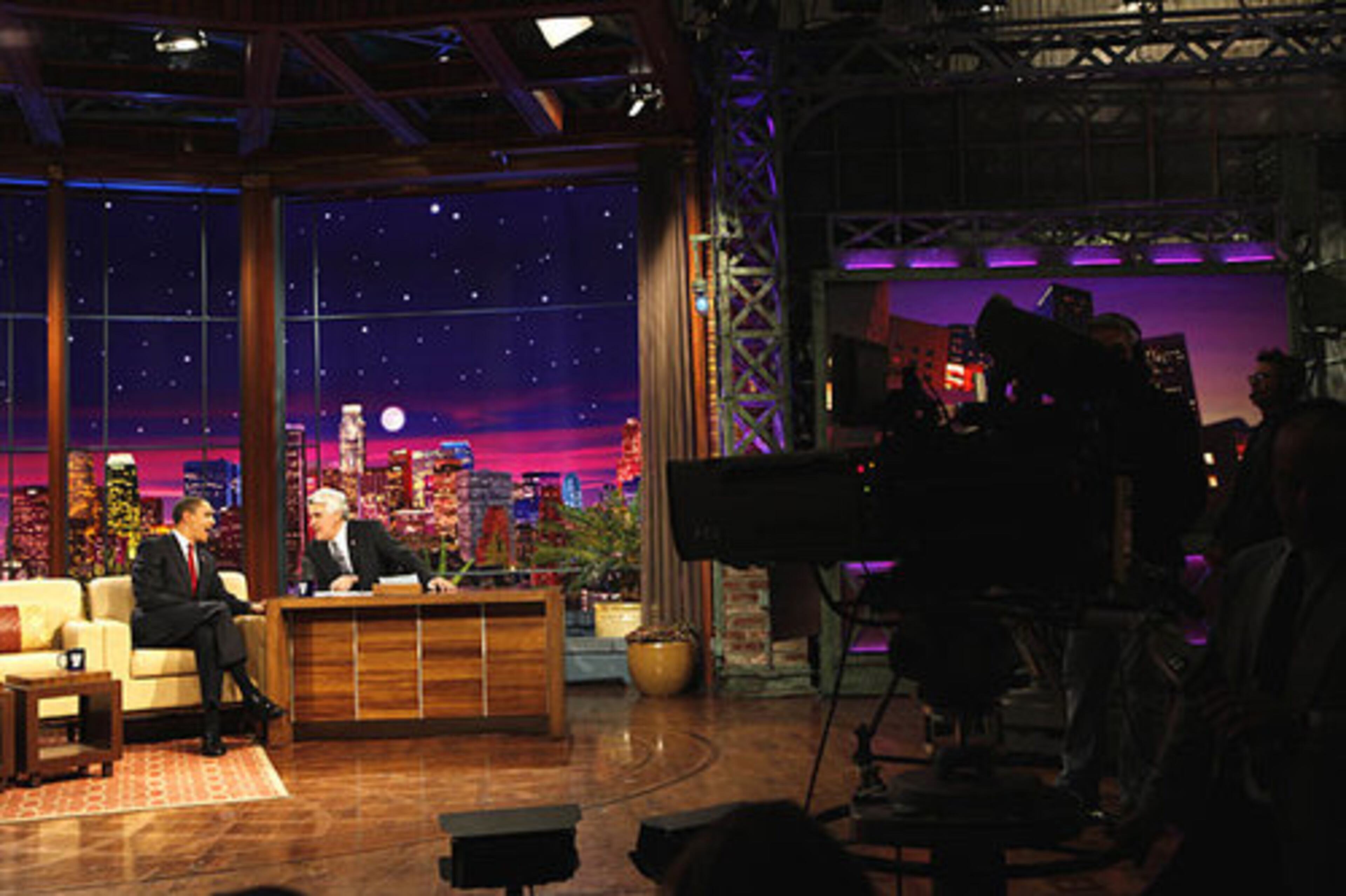 President Barack Obama taped his appearance with host Jay Leno Thursday afternoon.