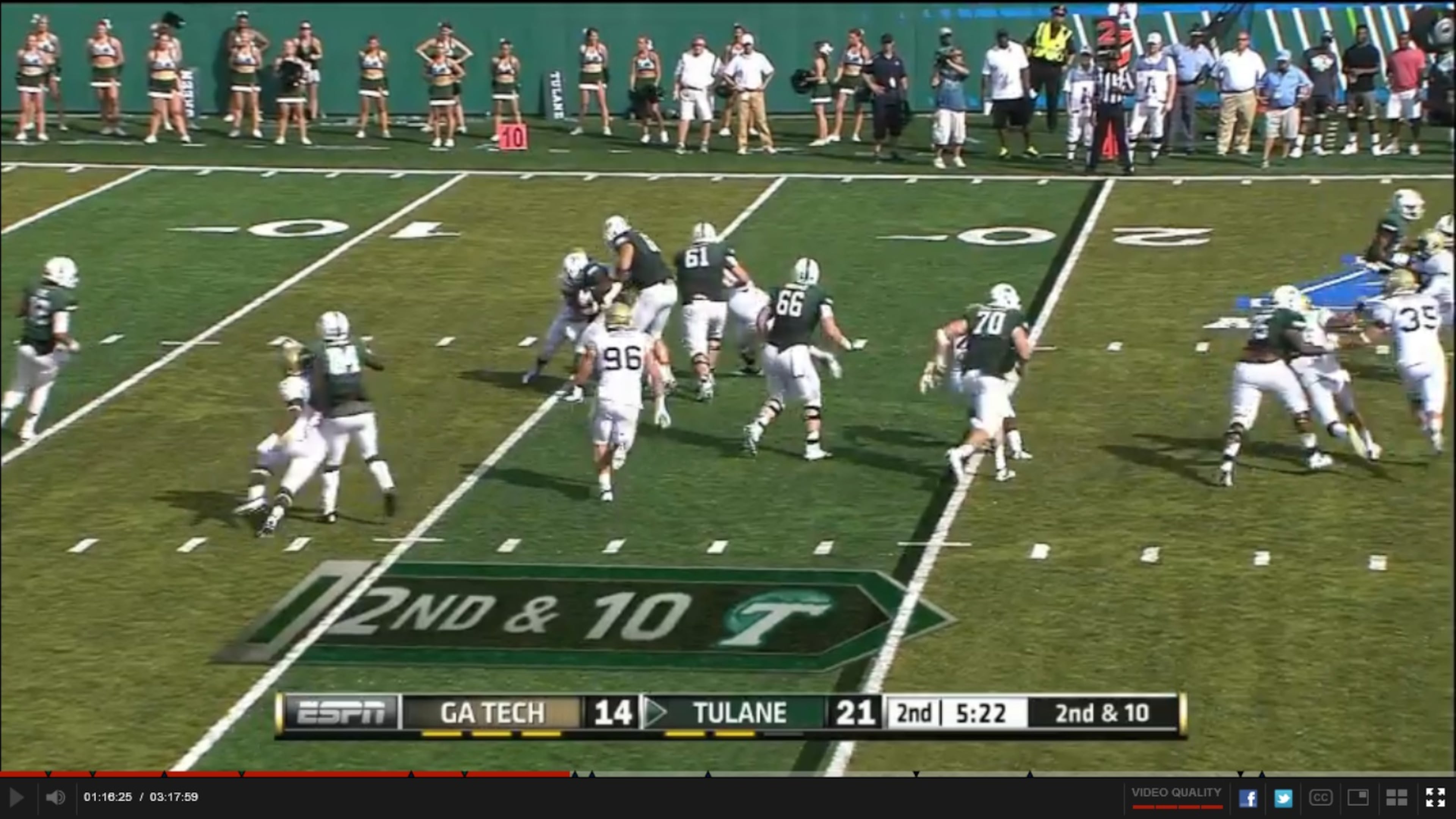 Rook-Chungong has now wrapped up Thompson and Green has slipped past Hanson and is closing in. Said Rook-Chungong, “I just tried to get off the block, ran into him, held him up and waited for the calvary.”
