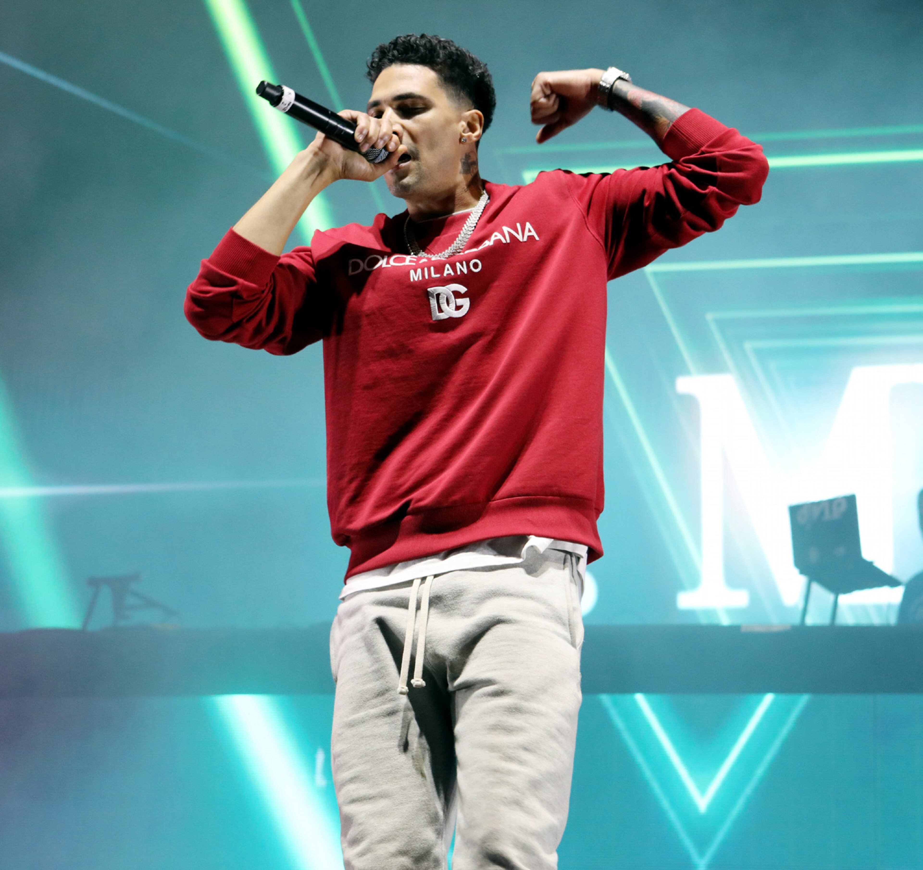 The Legendz of the Streetz Tour rocked sold-out State Farm Arena in Atlanta on Friday, April 1, 2022. The show featured hip-hop stars D'Myke (above), Rick Ross Jeezy, T.I., Trina, DJ Drama and Dav3D. (Photo: Robb Cohen for The Atlanta Journal-Constitution)