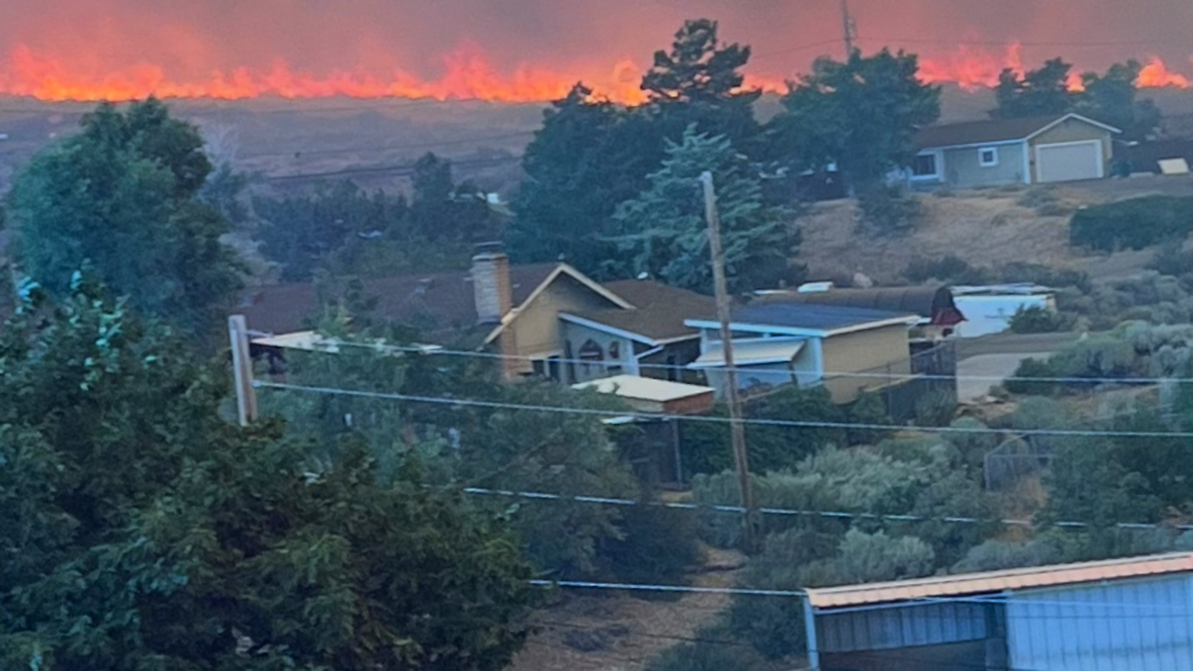 This image provided by Cari Kieffer shows part of the Hawk fire in Reno, Nev. (Cari Kieffer via AP)