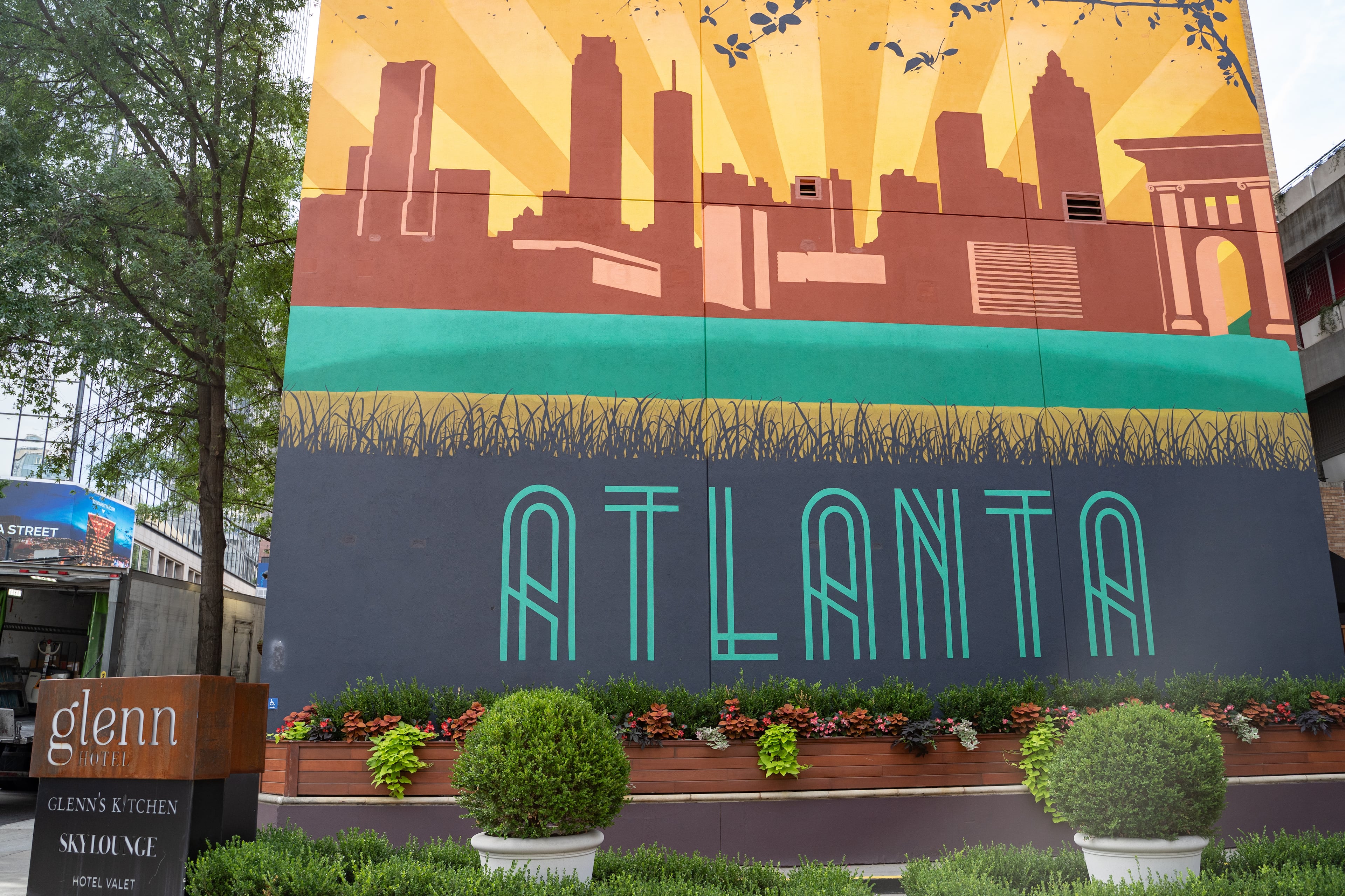 A mural sits along Marietta Street in downtown Atlanta on Friday, June 5, 2026. (Ben Hendren for the AJC)