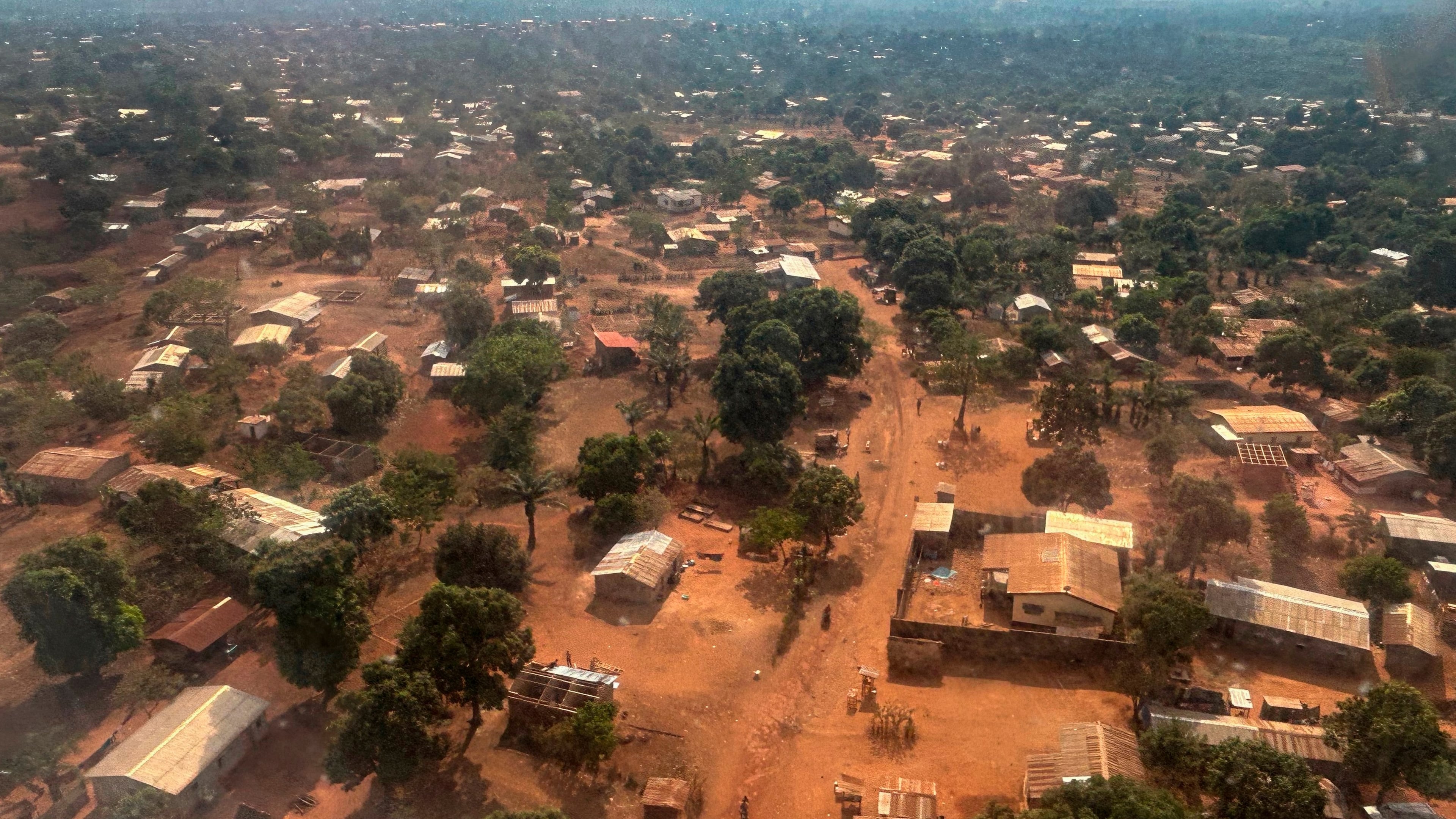 FILE - An arial view of Bangui, Central African Republic, is seen on March. 8, 2024. (AP Photo/Sam Mednick, File)