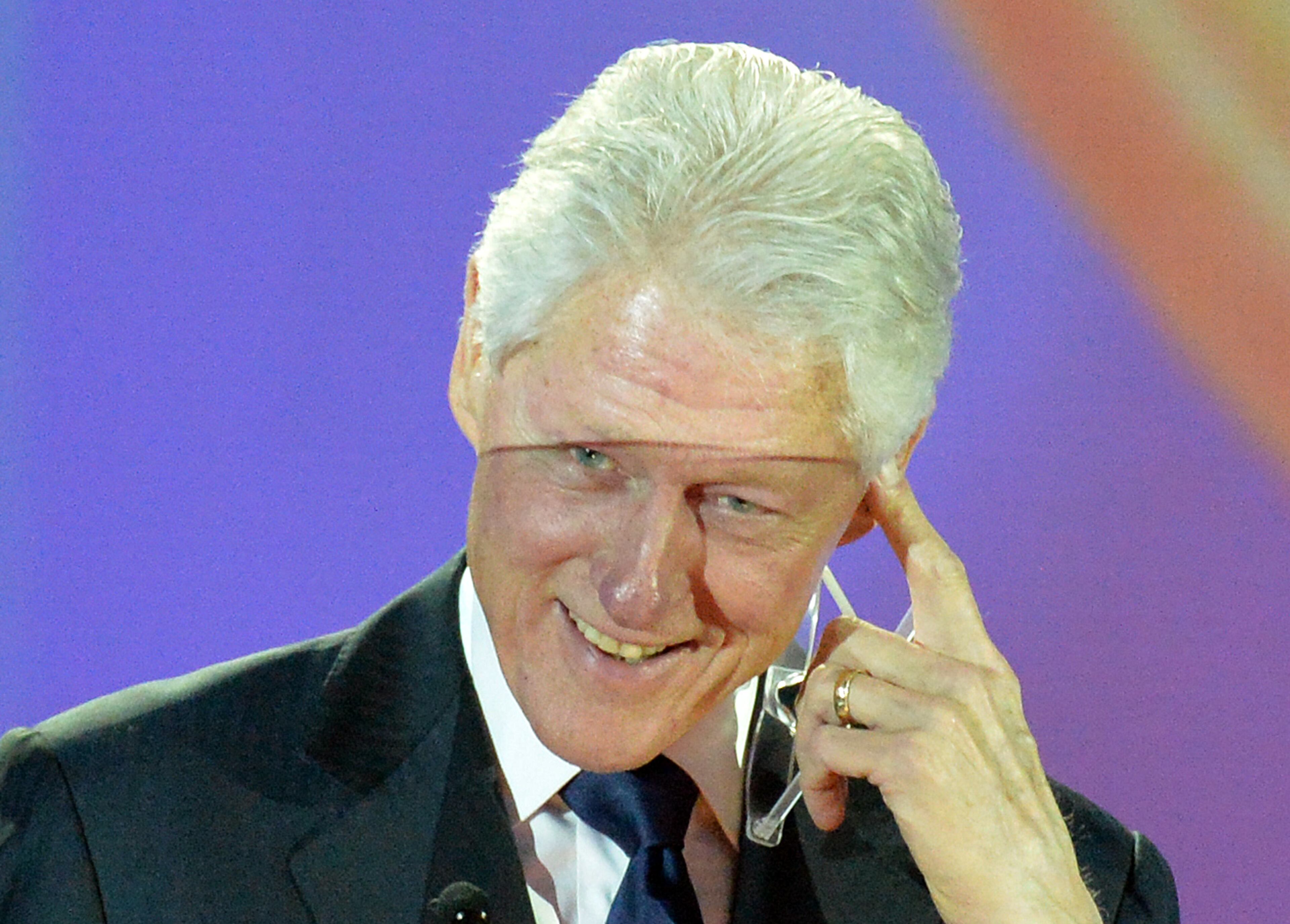 January 17, 2015 Atlanta - President Bill Clinton reacts as he speaks after he received the Salute to Greatness Award during the annual Salute to Greatness Awards Dinner at the Hyatt Regency on Saturday, January 17, 2015. HYOSUB SHIN / HSHIN@AJC.COM