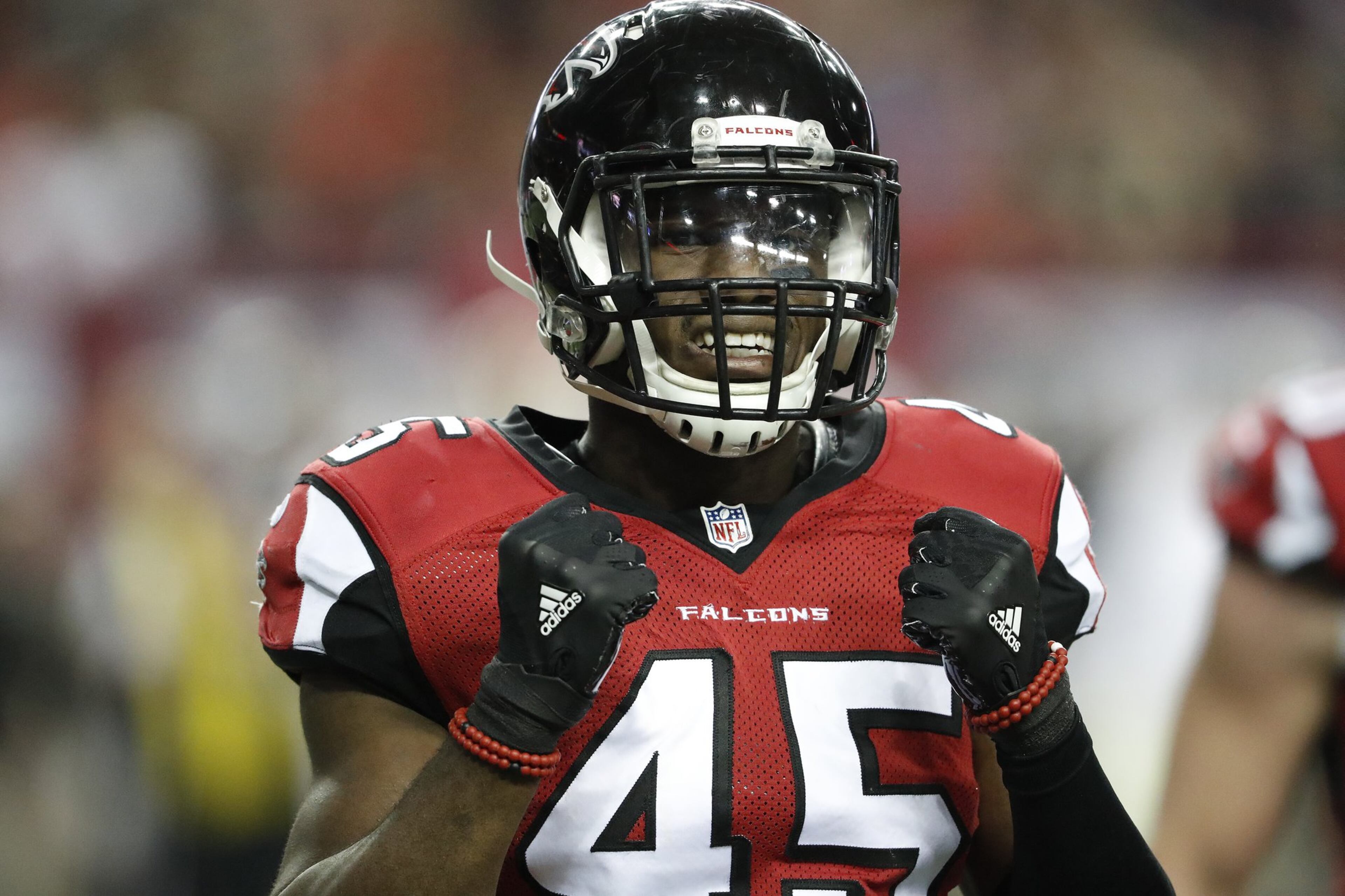 Falcons rookie linebacker Deion Jones. (AP Photo/John Bazemore)