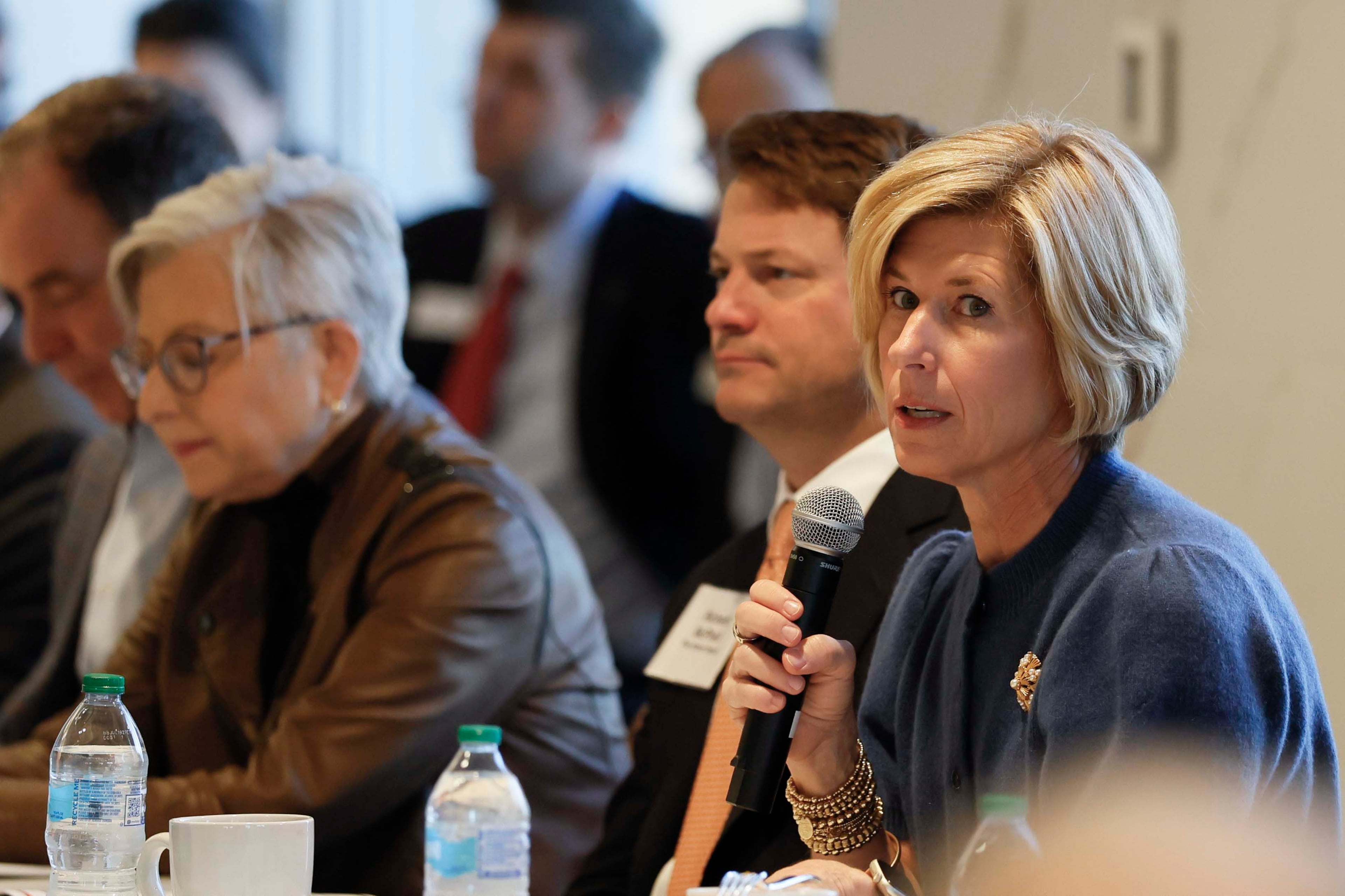 Metro Atlanta Chamber President and CEO Katie Kirkpatrick speaks during the fireside chat on Thursday, Oct. 15, 2026. (Miguel Martinez/AJC)