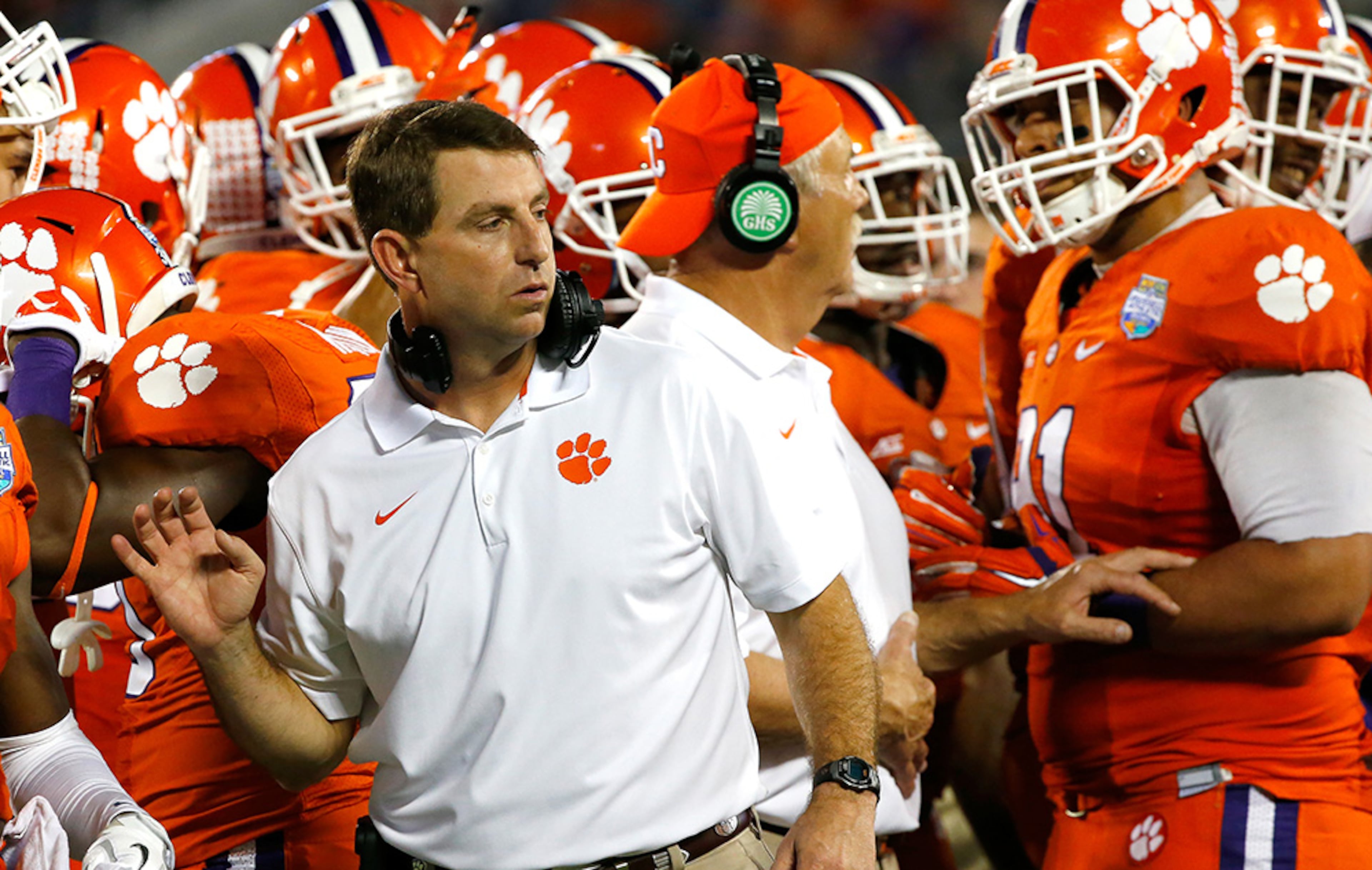 Dabo Swinney's Clemson Tigers finished a 10-3 season with a drubbing of Oklahoma at the 2014 Florida Citrus Bowl. They face Notre Dame and Georgia Tech in back-to-back games in 2015 and hold 33/1 odds to win a national title.