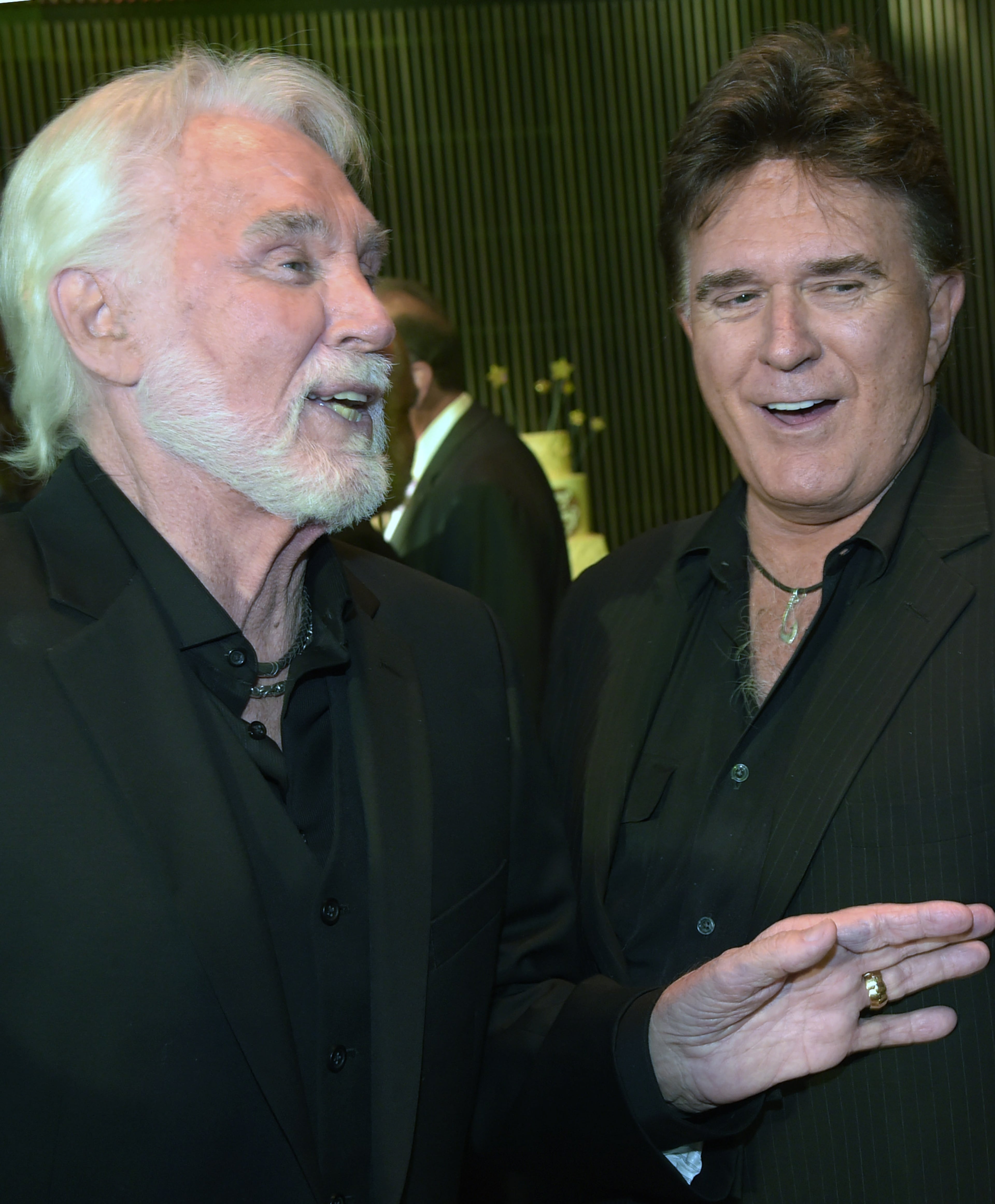 NASHVILLE, TN - AUGUST 13: Country Music Hall of Fame member Kenny Rogers and Singer/Songwriter TG Sheppard attend the Country Music Hall of Fame Kenny Rogers Exhibit Opening Reception at the Country Music Hall of Fame and Museum on August 13, 2014 in Nashville, Tennessee. (Photo by Rick Diamond/Getty Images for the Country Music Hall of Fame and Museum)