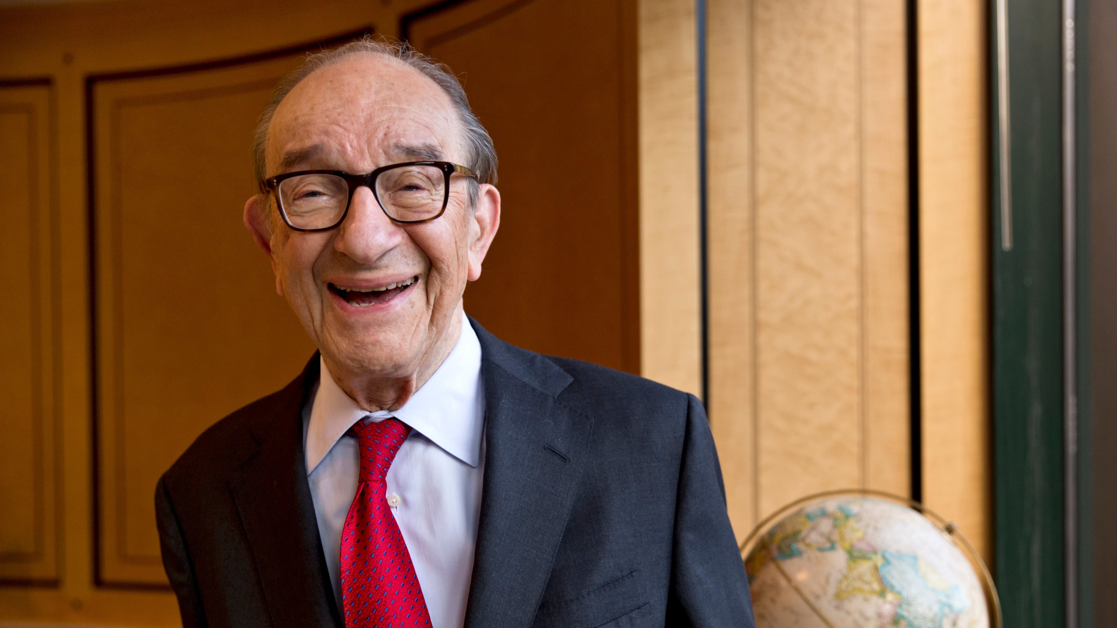 FILE - Economist Alan Greenspan, chairman of the Federal Reserve from 1987 to 2006, is seen in his office in Washington, Friday, Oct. 18, 2013. (AP Photo/J. Scott Applewhite, file)