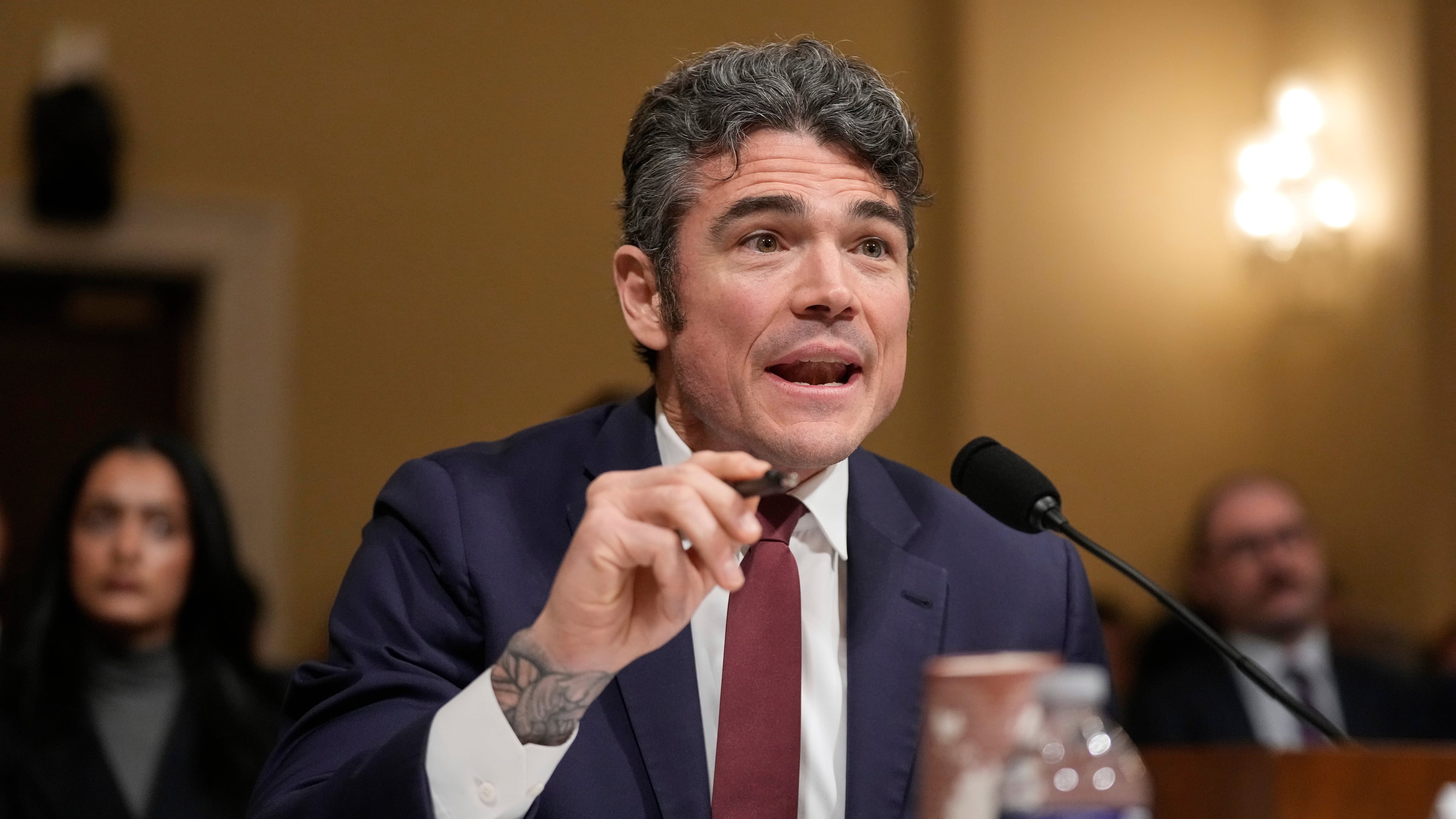FILE - Joseph Kent, director of the National Counterterrorism Center, speaks during the House Committee on Homeland Security on Capitol Hill in Washington, Dec. 11, 2025. (AP Photo/Mark Schiefelbein, File)