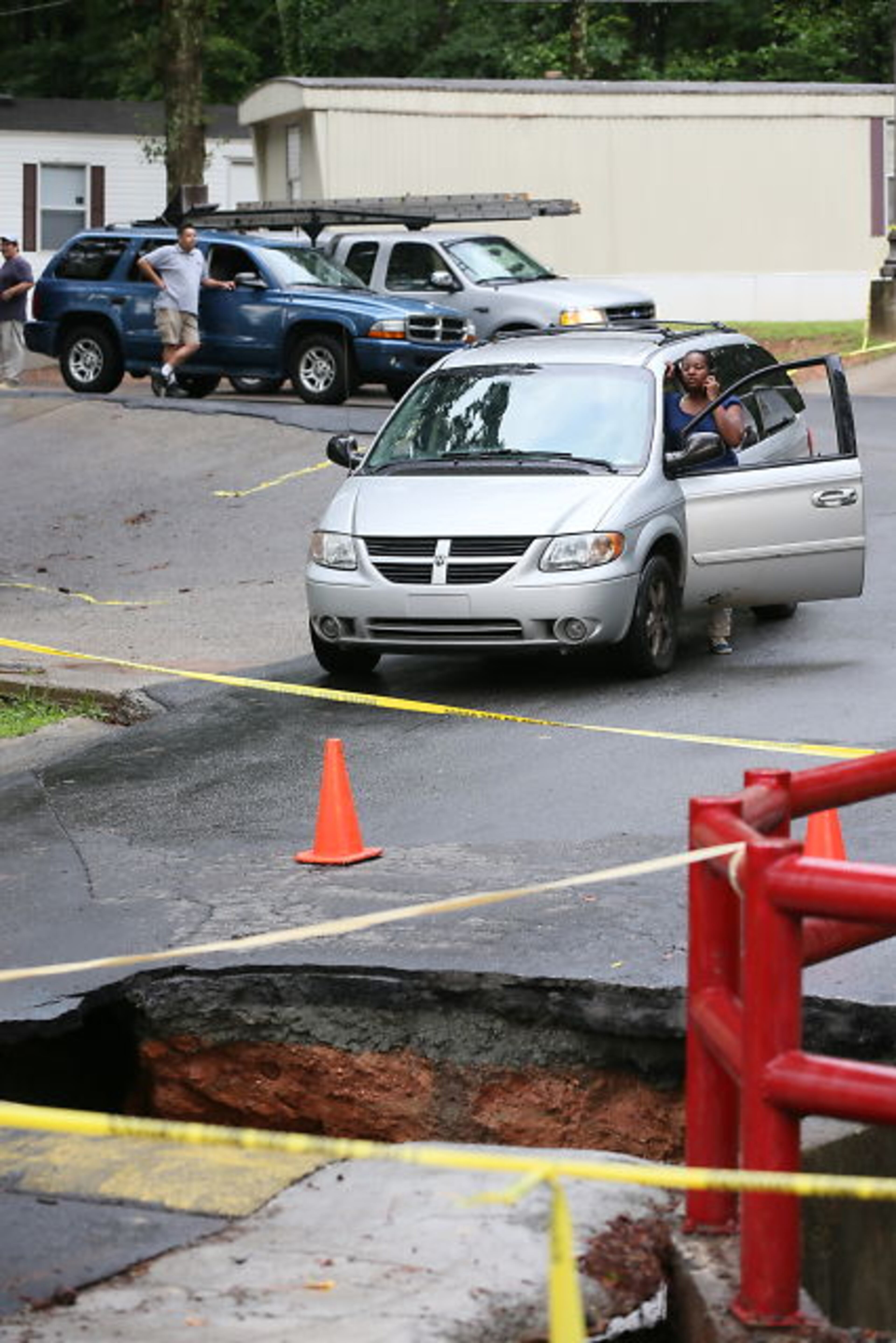 Some of those residents were crossing the damaged bridge on foot Monday morning, but no cars could go across the bridge.