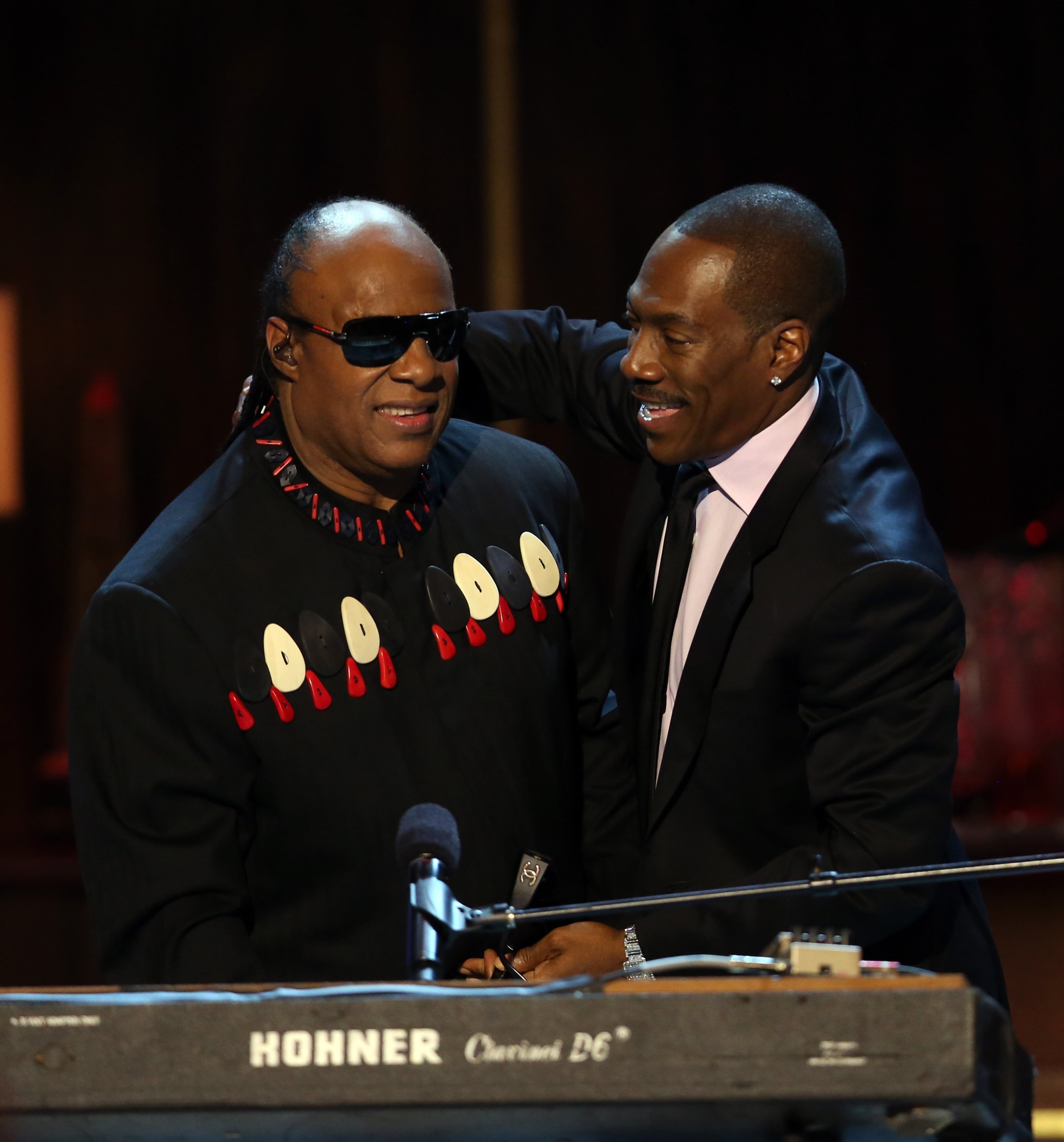 BEVERLY HILLS, CA - NOVEMBER 03: Musician Stevie Wonder and honoree Eddie Murphy peform onstage at Spike TV's "Eddie Murphy: One Night Only" at the Saban Theatre on November 3, 2012 in Beverly Hills, California. (Photo by Christopher Polk/Getty Images)