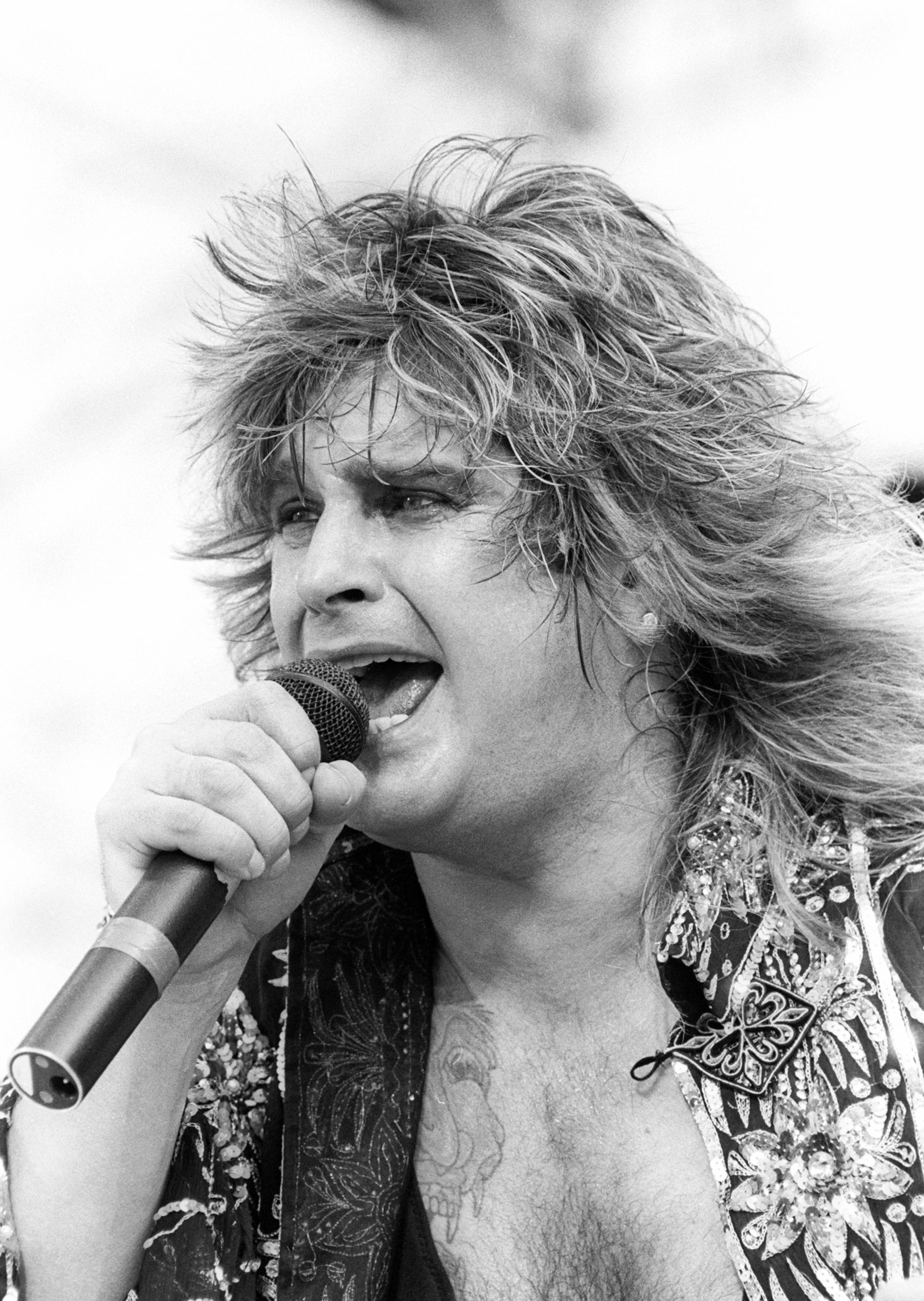 Ozzy Osbourne performs for a sold-out crowd at the Live Aid concert at JFK Stadium in Philadelphia on July 13, 1985.