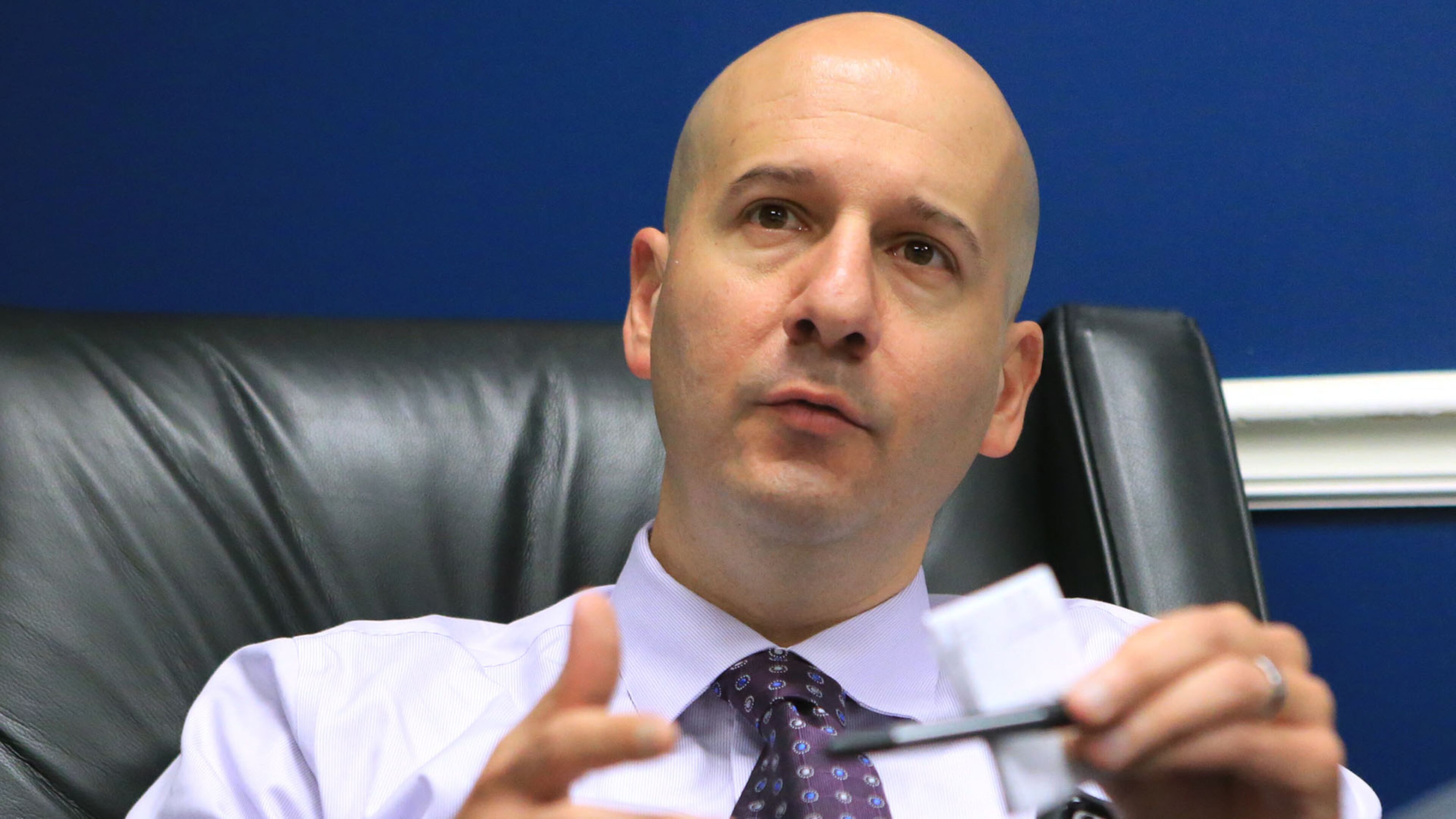 100515 ATLANTA: Braves general manager John Coppolella answers questions during an end of season interview with the media in the team clubhouse on Monday, Oct. 5, 2015, in Atlanta. Curtis Compton / ccompton@ajc.com
