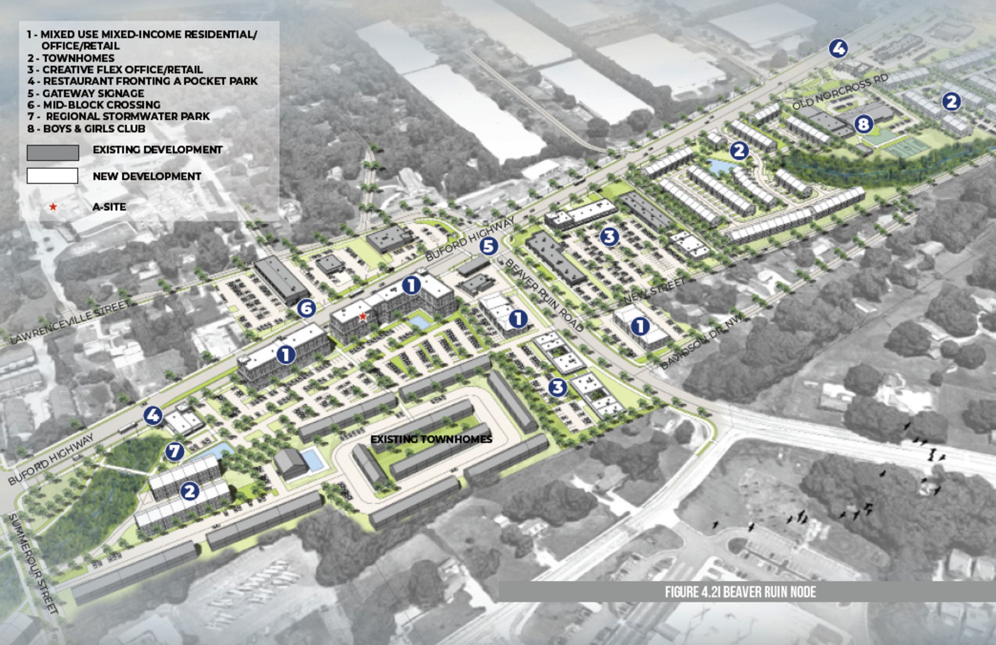 The northern end of Buford Highway in Norcross. City officials are weighing townhomes and mixed-use space near Beaver Ruin Road on the highway. (Courtesy City of Norcross)