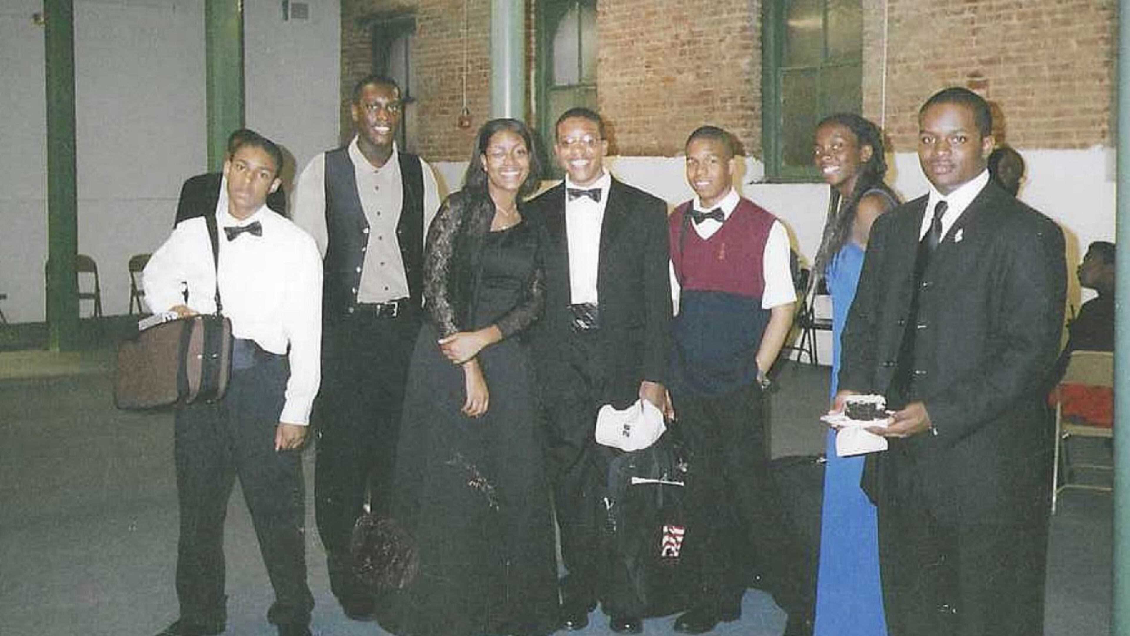 Participants in the Atlanta Symphony Orchestra's Talent Development Program gather backstage after a recital in 2002. Tara Byrdsong (third from left) said, “It was fun to be around students who were like-minded and who looked like me." (Courtesy of Tyra Byrdsong)