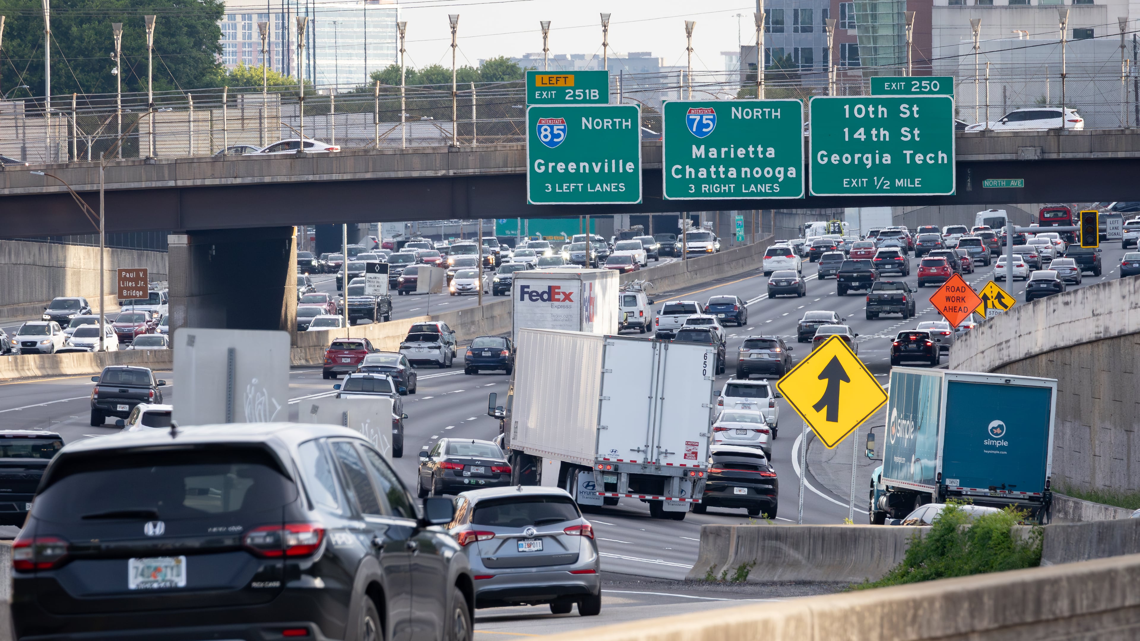 Expect busy interstates throughout metro Atlanta on Friday ahead of Independence Day, experts say. (Ben Hendren for the AJC/FILE)