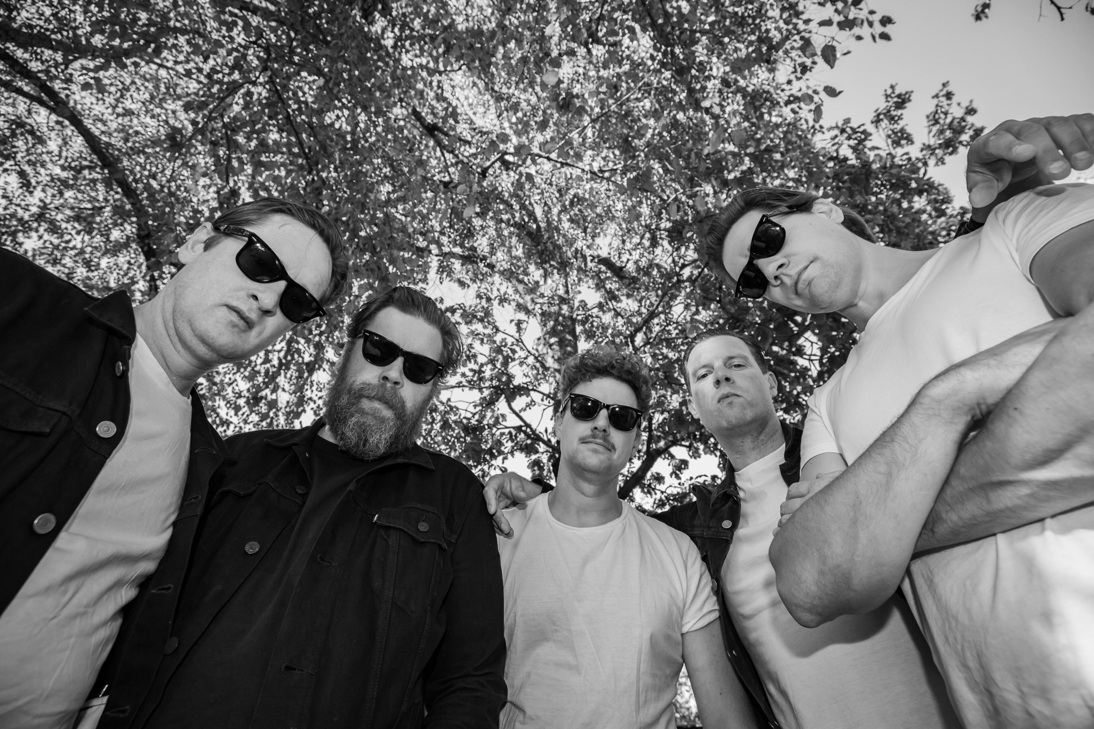 The Hives pose backstage on the second day of the Shaky Knees Music Festival in Atlanta on Saturday, October 23, 2021. (Photo: Ryan Fleisher for The Atlanta Journal-Constitution)