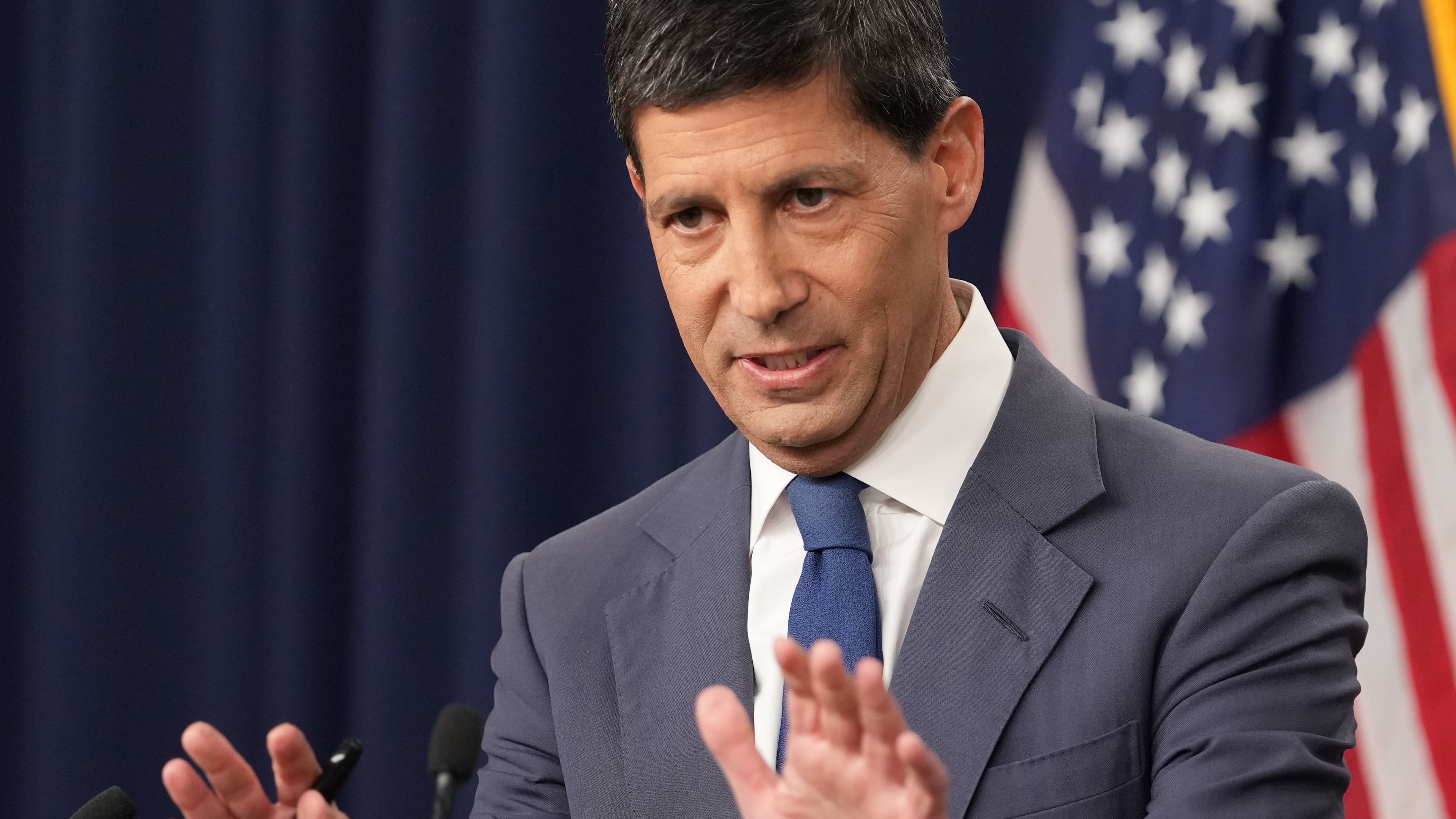 Federal Reserve Board Chairman Kevin Warsh speaks at a news conference at the Federal Reserve in Washington, Wednesday, July 29, 2026. (AP Photo/Mark Schiefelbein)