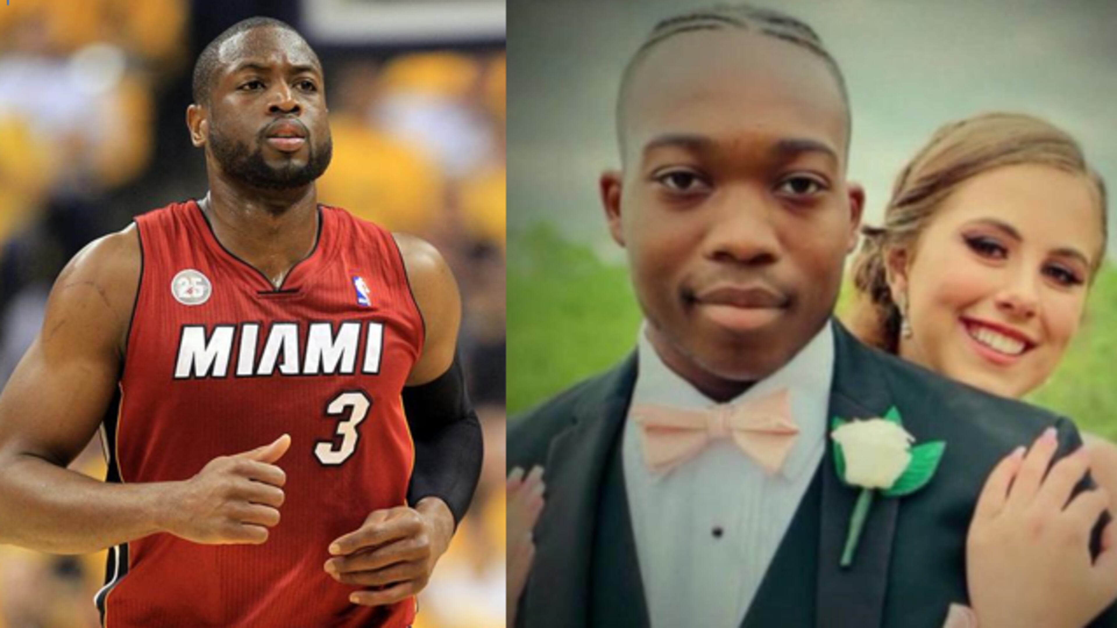 NBA legend Dwyane Wade (left) sent a care package to Chase McDaniel (right), who took his date Jaida to the prom the same day as his cancer diagnosis in April.