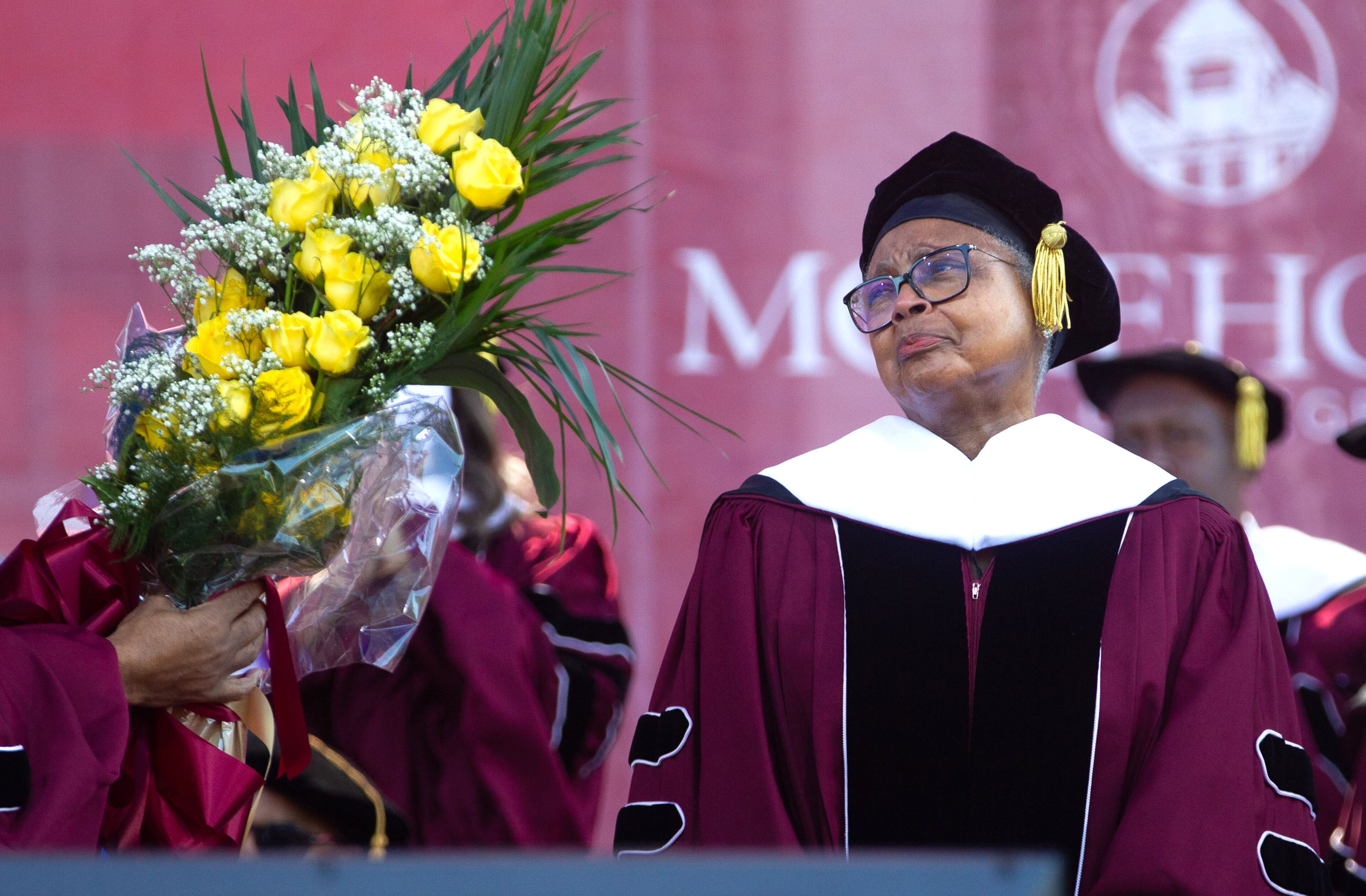 Billye Suber Aaron, the wife of baseball legend Hank Aaron, receives the Presidential Award of Service during the 137th commencement celebration at Morehouse College on Sunday, May 16, 2021. (Photo: Steve Schaefer for The Atlanta Journal-Constitution)