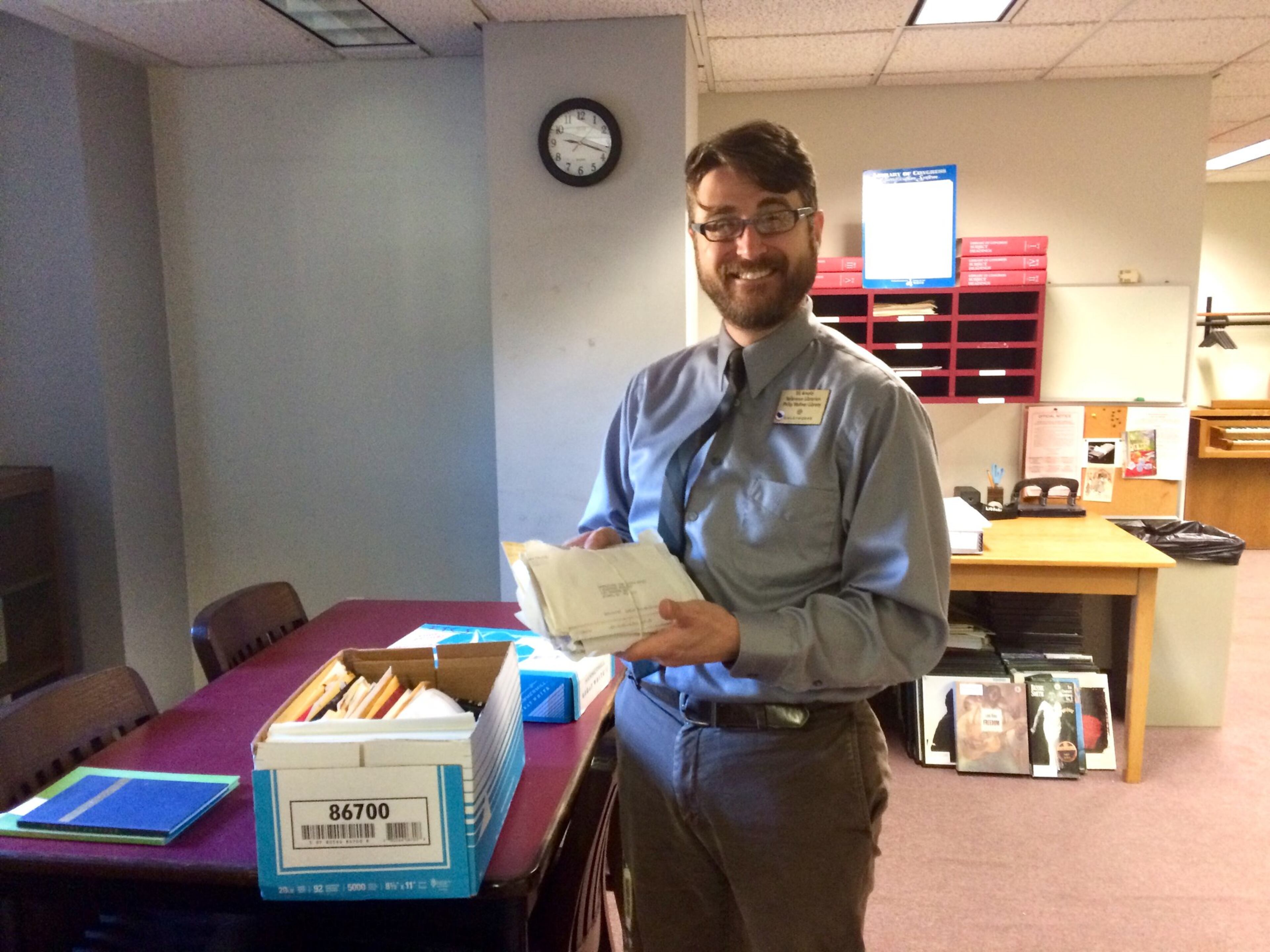 Eli Arnold, director and university librarian of Oglethorpe’s Weltner Library, in the Archives and Special Collections room of the library. It’s here where the earliest, paper submissions to the International Time Capsule Registry are carefully kept in boxes. JILL VEJNOSKA/ JVEJNOSKA@AJC.COM