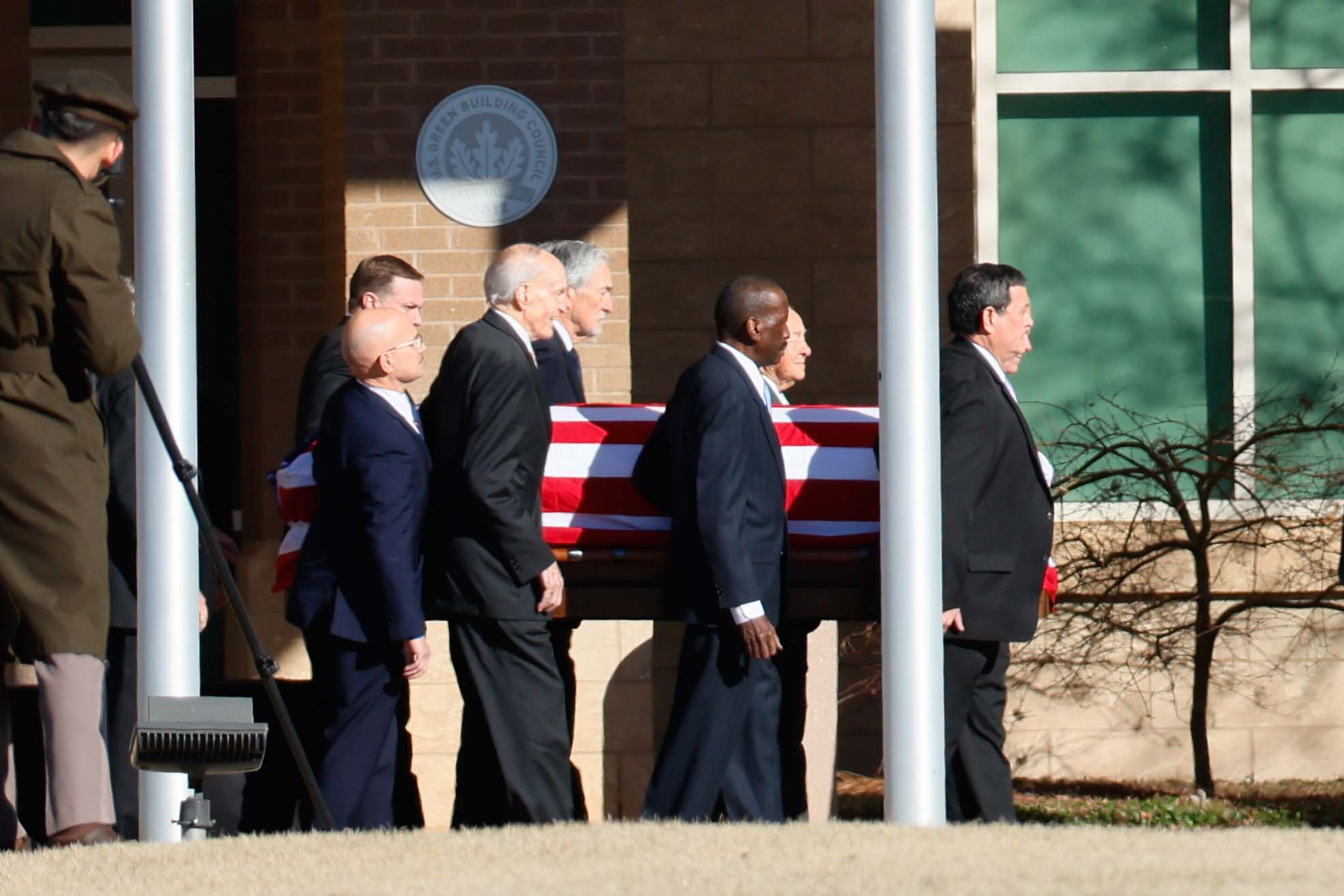 Past and present agents from the U.S. Secret Service—Carter Protective Division carry the casket containing President Jimmy Carter’s remains out of Phoebe Sumter Medical Center in Americus, Georgia, on Saturday, January 4, 2025. This event began a series of open-to-the-public ceremonies celebrating the former president’s life and legacy.
(Miguel Martinez/AJC)