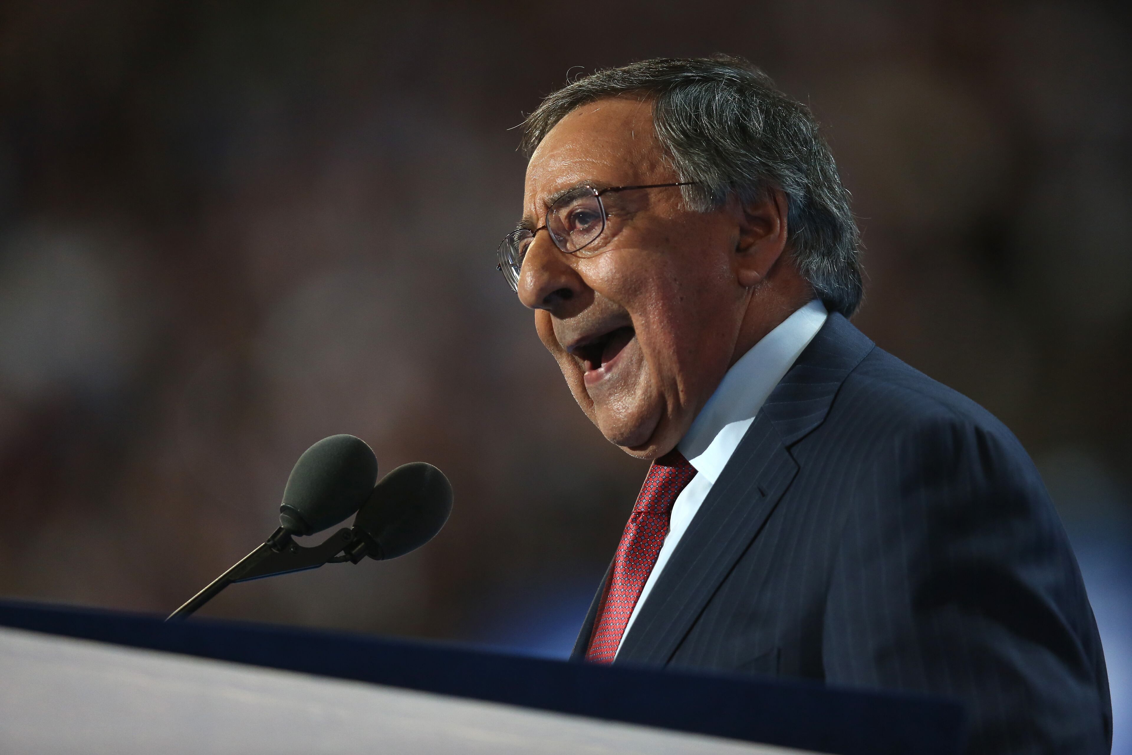Former Secretary of Defense Leon Panetta delivers a speech on the third day of the Democratic National Convention at the Wells Fargo Center, July 27, 2016 in Philadelphia. (Photo by Joe Raedle/Getty Images)