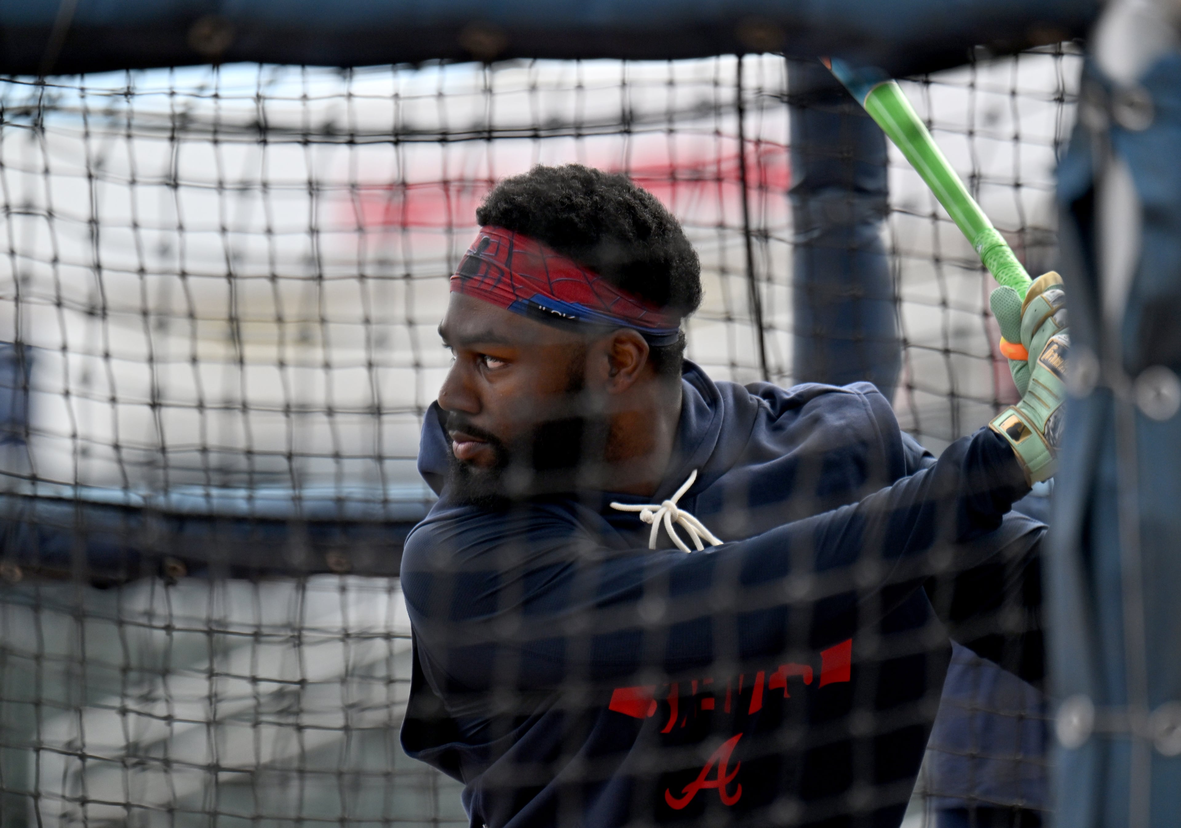 Braves center fielder Michael Harris II takes batting practice during spring training workouts Wednesday, Feb. 11, 2026, at CoolToday Park in North Port, Fla. (Hyosub Shin/AJC)