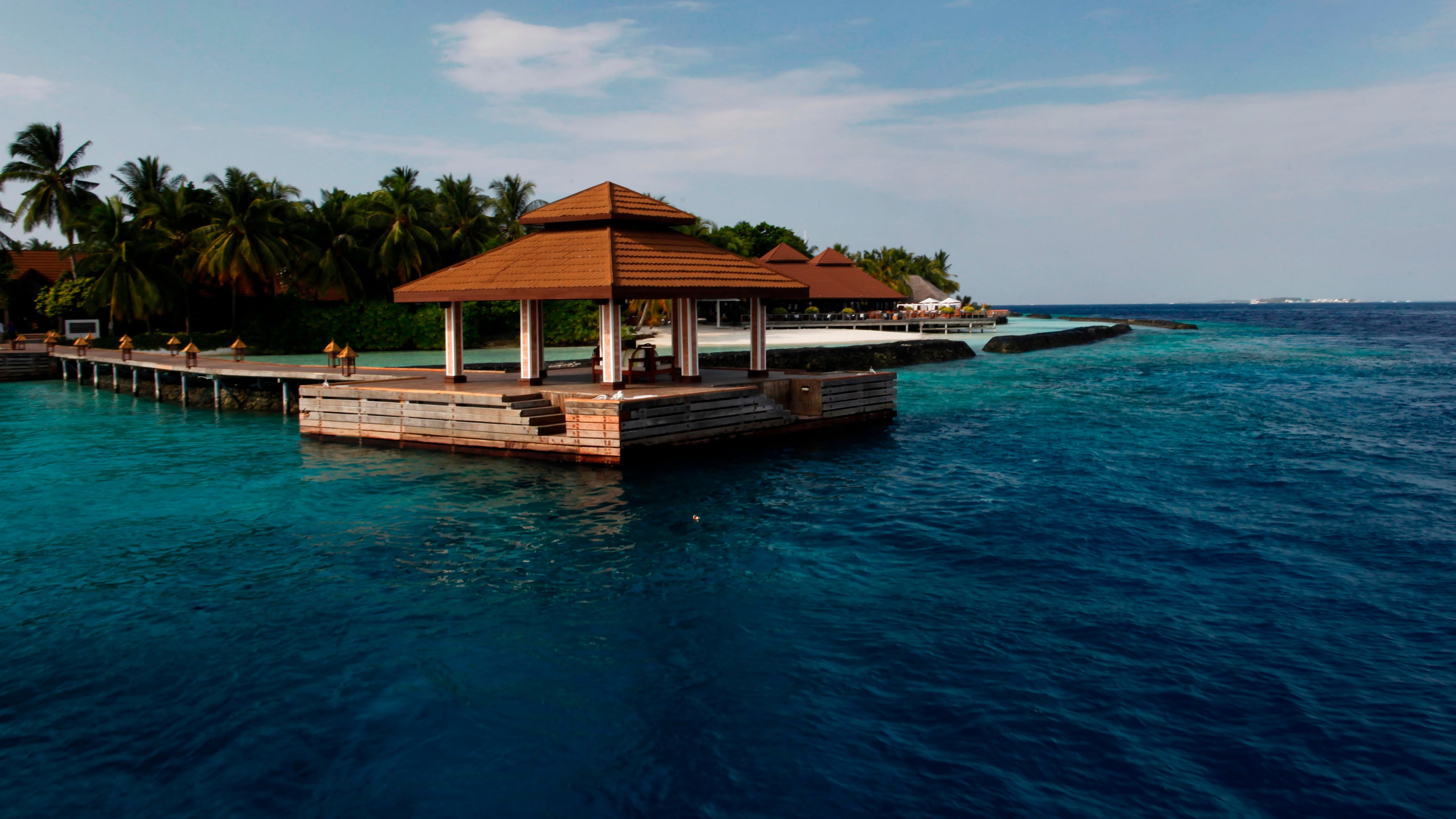 FILE - A jetty is seen on a resort on Male Attol in Maldives, Thursday, Feb. 16, 2012. (AP Photo/Gemunu Amarasinghe, file)