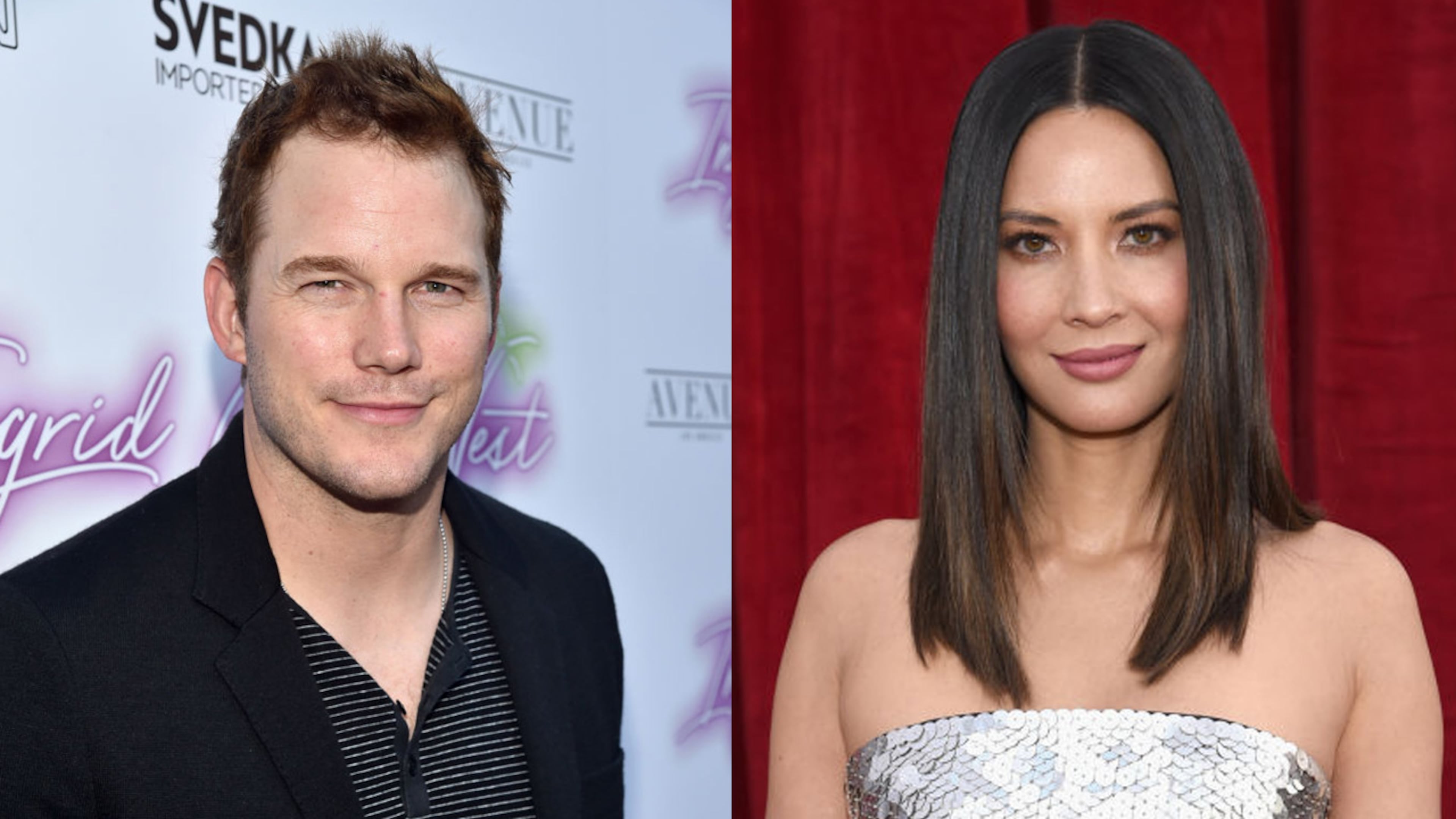 Olivia Munn (R) shut down rumors she was dating Chris Pratt (L) by texting Anna Faris, Pratt's ex-wife.