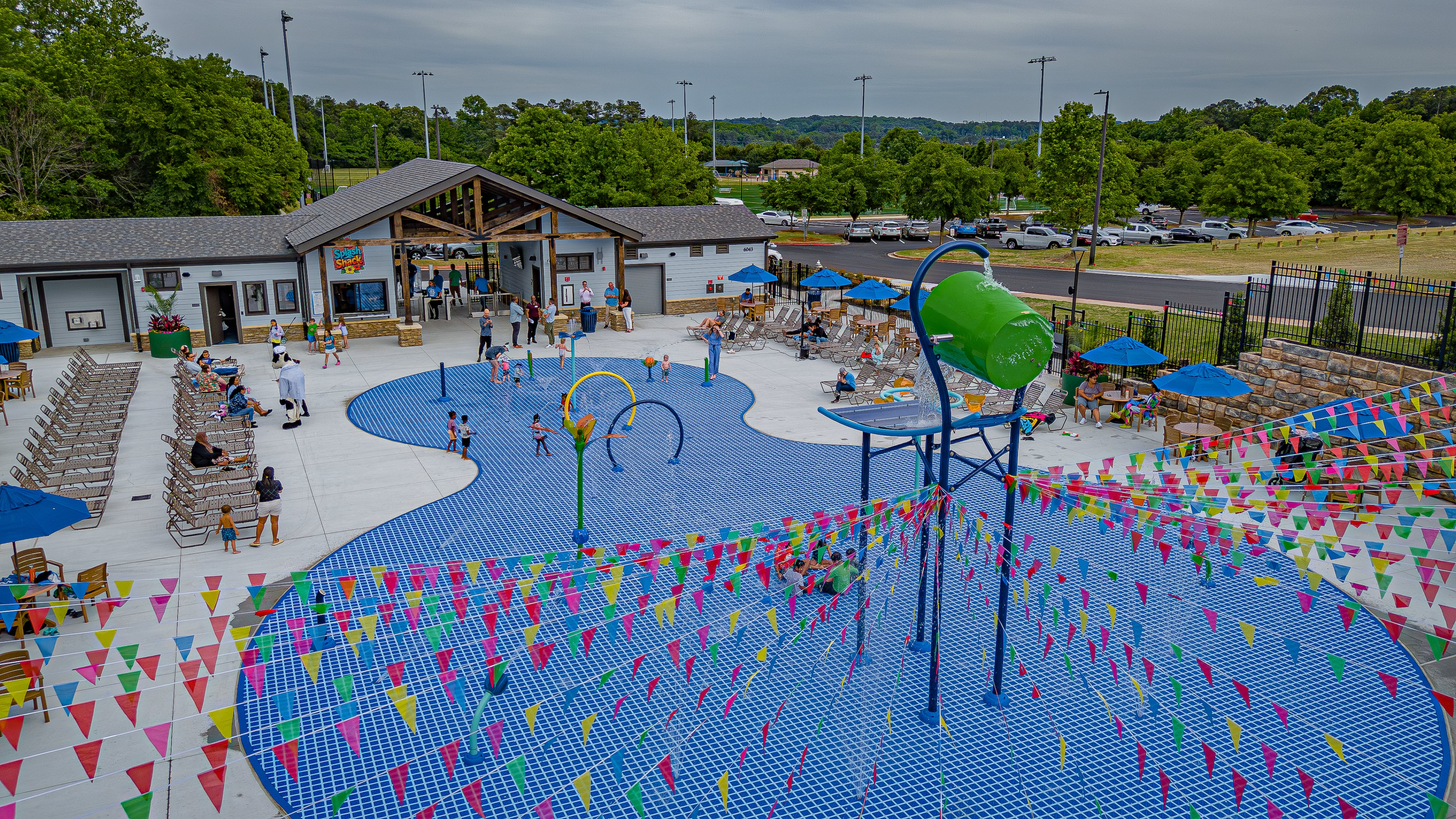 A splash pad opened this spring in Smyrna's River Line Park with various buckets and water toys. (Courtesy of Seth Akin)