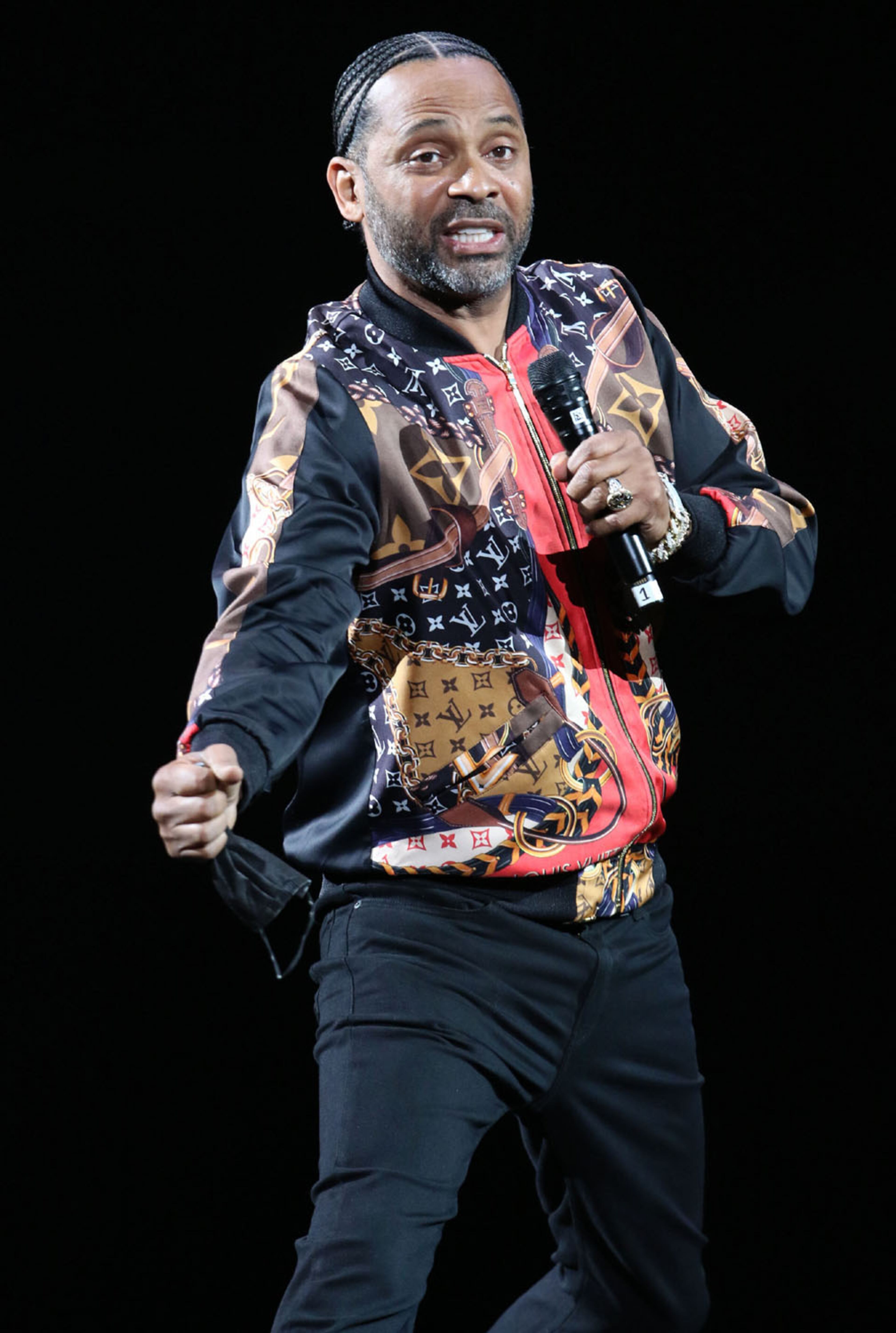 Mike Epps performs at The "In Real Life Comedy Tour", the first of four sold-out shows (two nights), in a socially distanced and limited seating setup at State Farm Arena on Friday night, May 7, 2021. Also on the bill were Karlous Miller, Kountry Wayne, DC Young Fly, Lavell Crawford and Henry Welch. (Photo: Robb Cohen for The Atlanta Journal-Constitution)